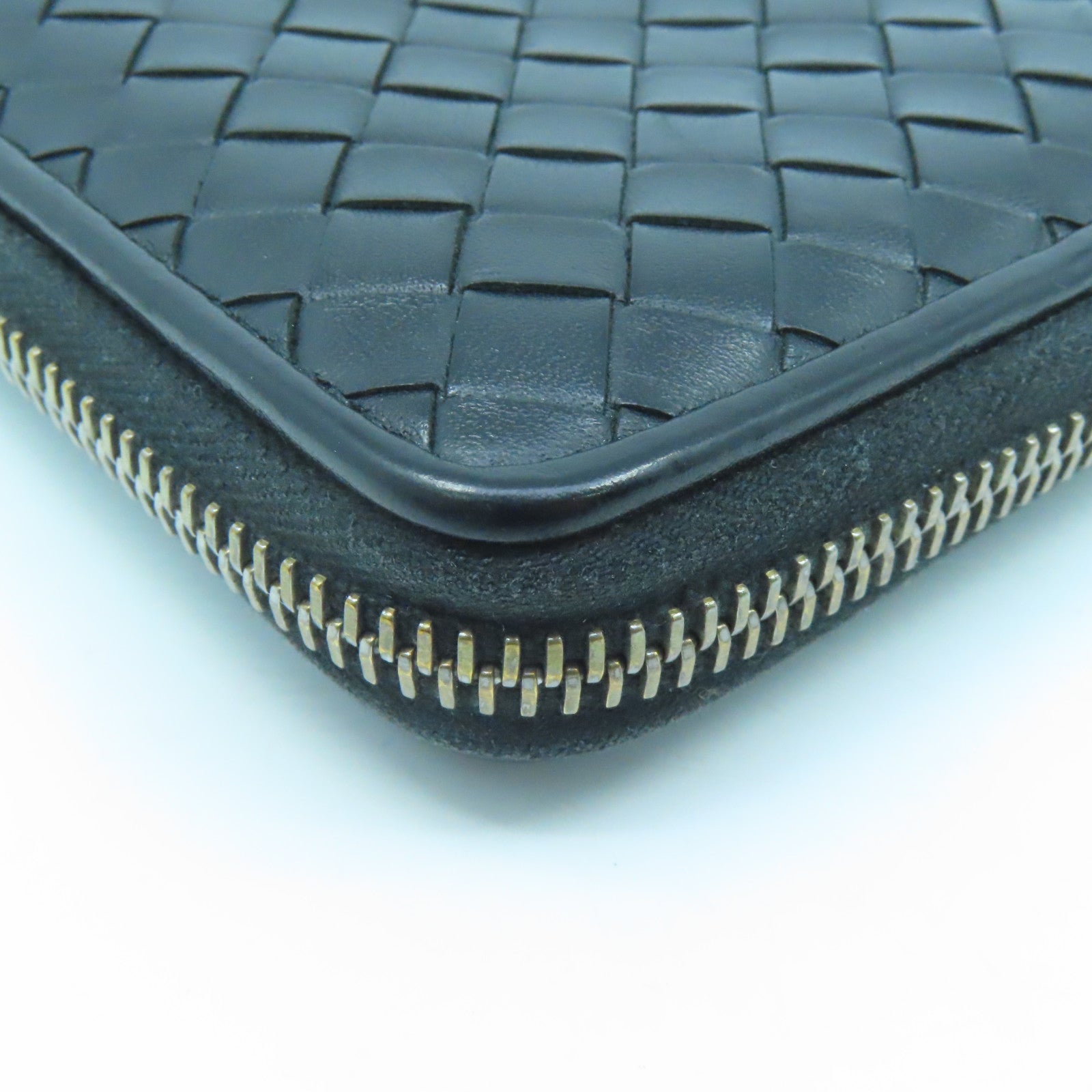 BOTTEGA VENETA 織紋皮革Zipper Wallet金扣錢包黑色
