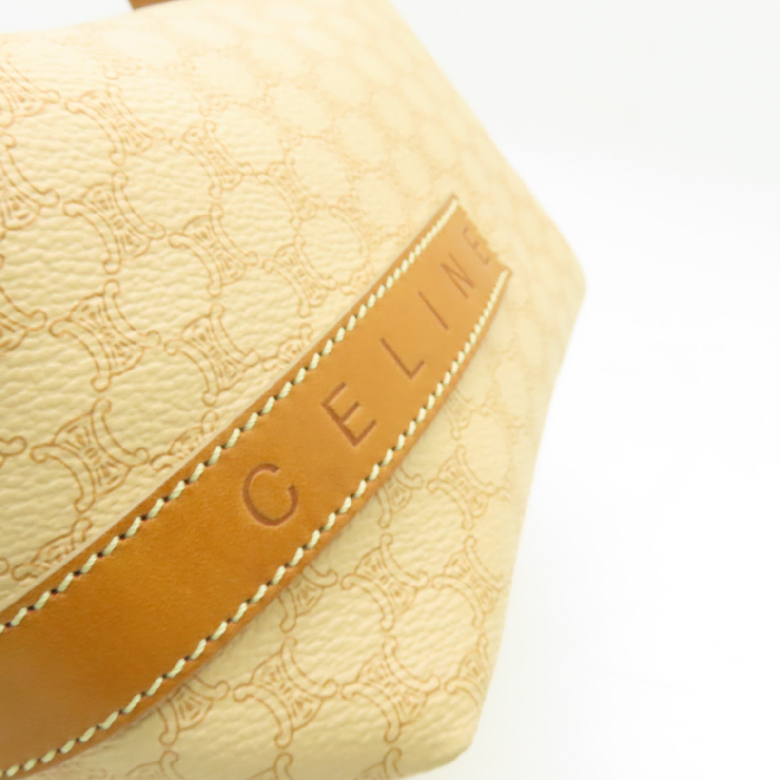 CELINE 塗層帆布Vintage Handbag金扣手挽袋棕色
