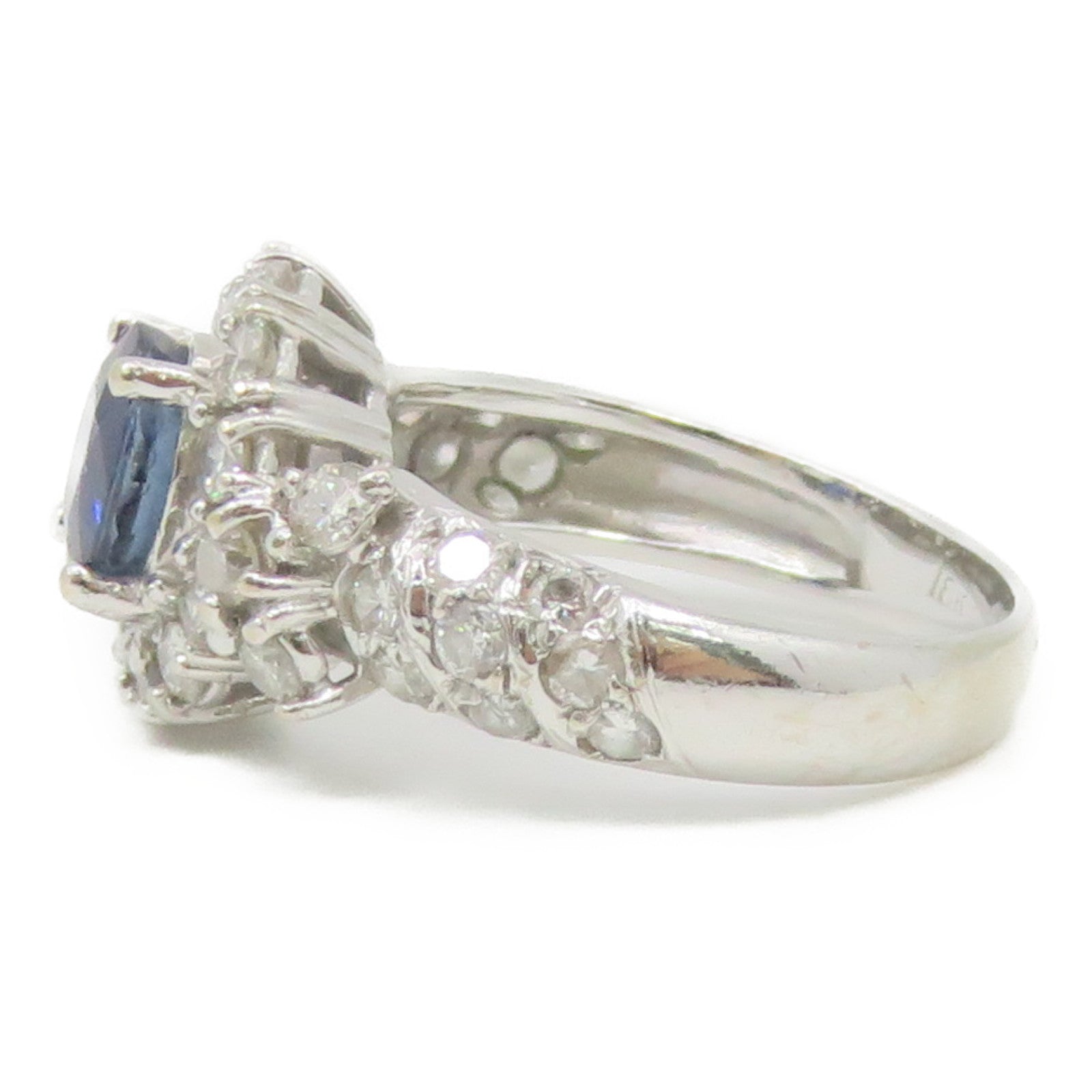 JEWELRY 【激减优惠】18K白金Sapphire Ring蓝宝石戒指US#4.5