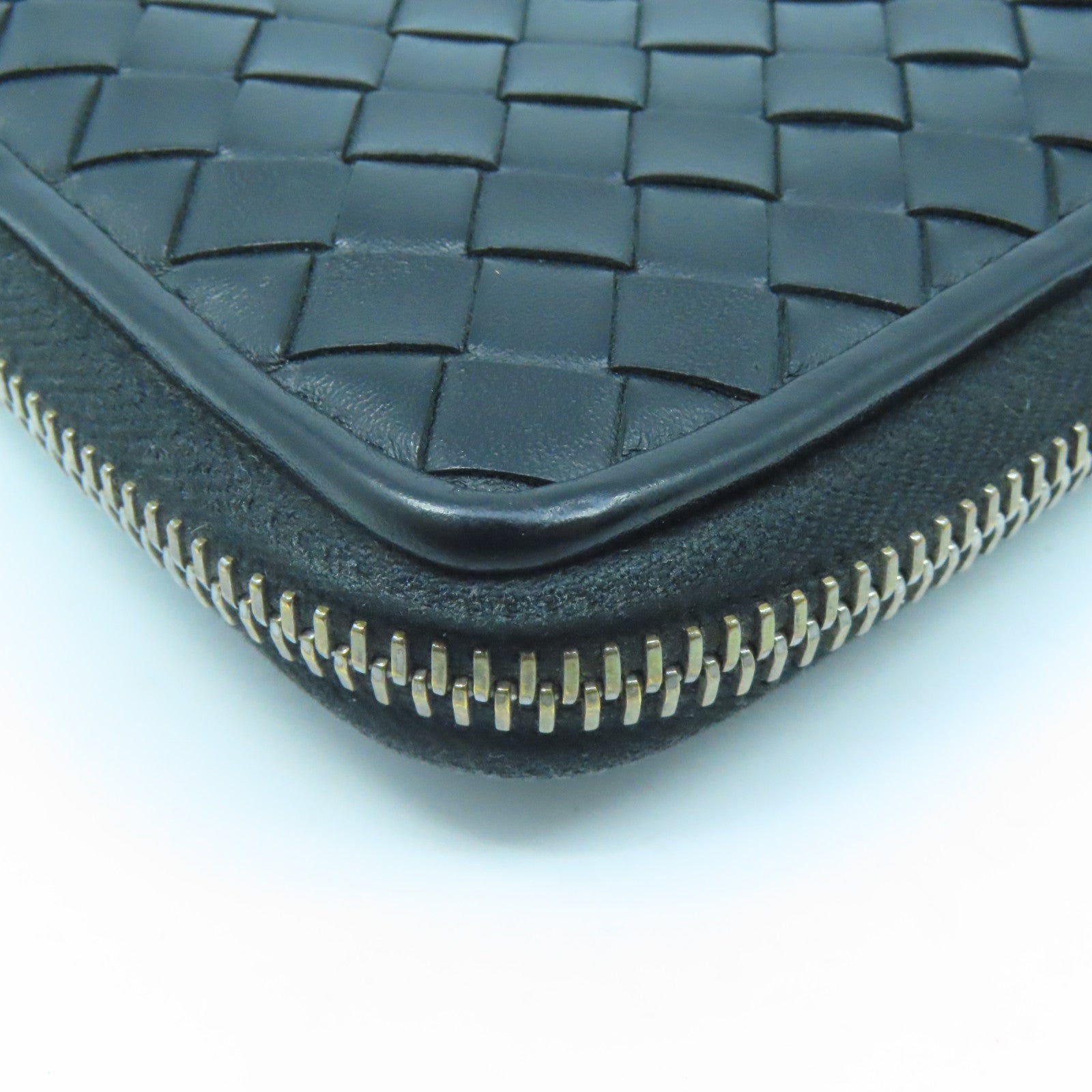 BOTTEGA VENETA 織紋皮革Zipper Wallet金扣錢包黑色