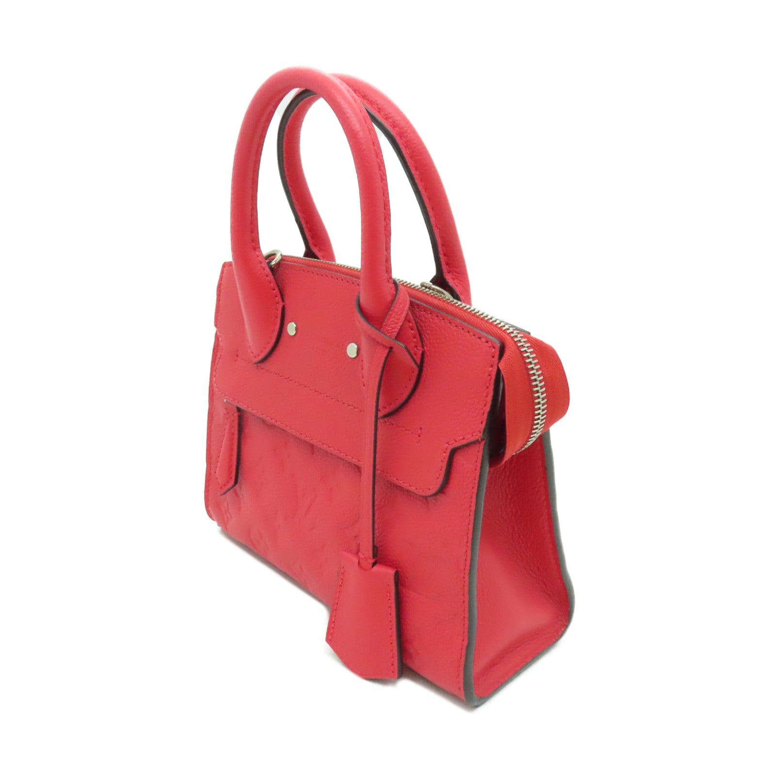 LOUIS VUITTON Monogram Empreinte Pont Neuf銀扣手挽肩背兩用袋紅色