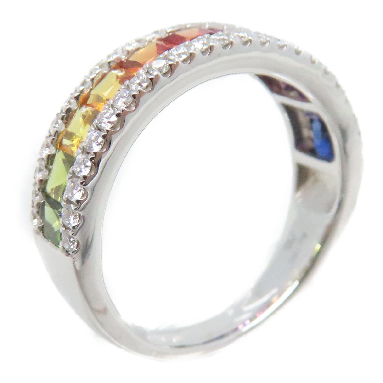JEWELRY 18K白金Ring 1.86ct藍寶石/0.40ct鑽石戒指US#7