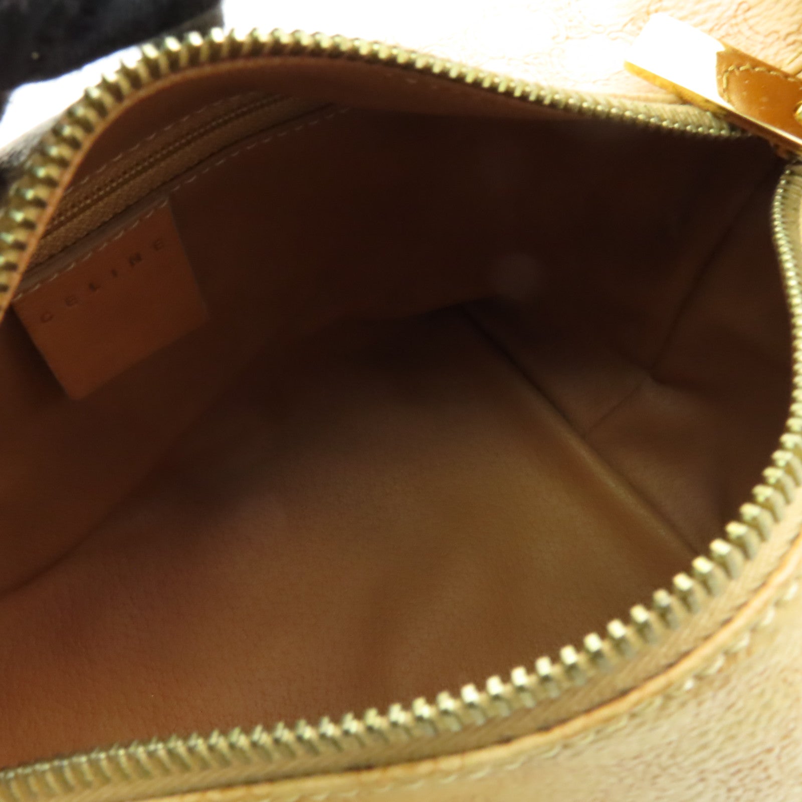 CELINE 塗層帆布Vintage Handbag金扣手挽袋棕色
