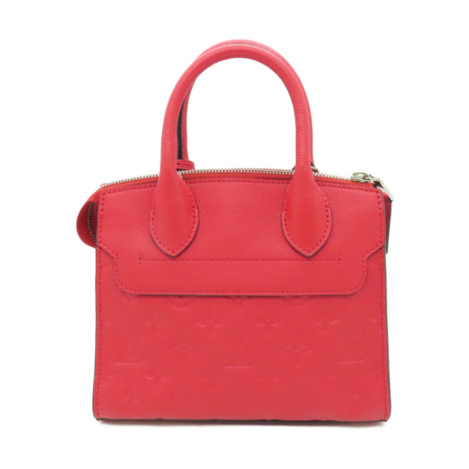 LOUIS VUITTON Monogram Empreinte Pont Neuf銀扣手挽肩背兩用袋紅色