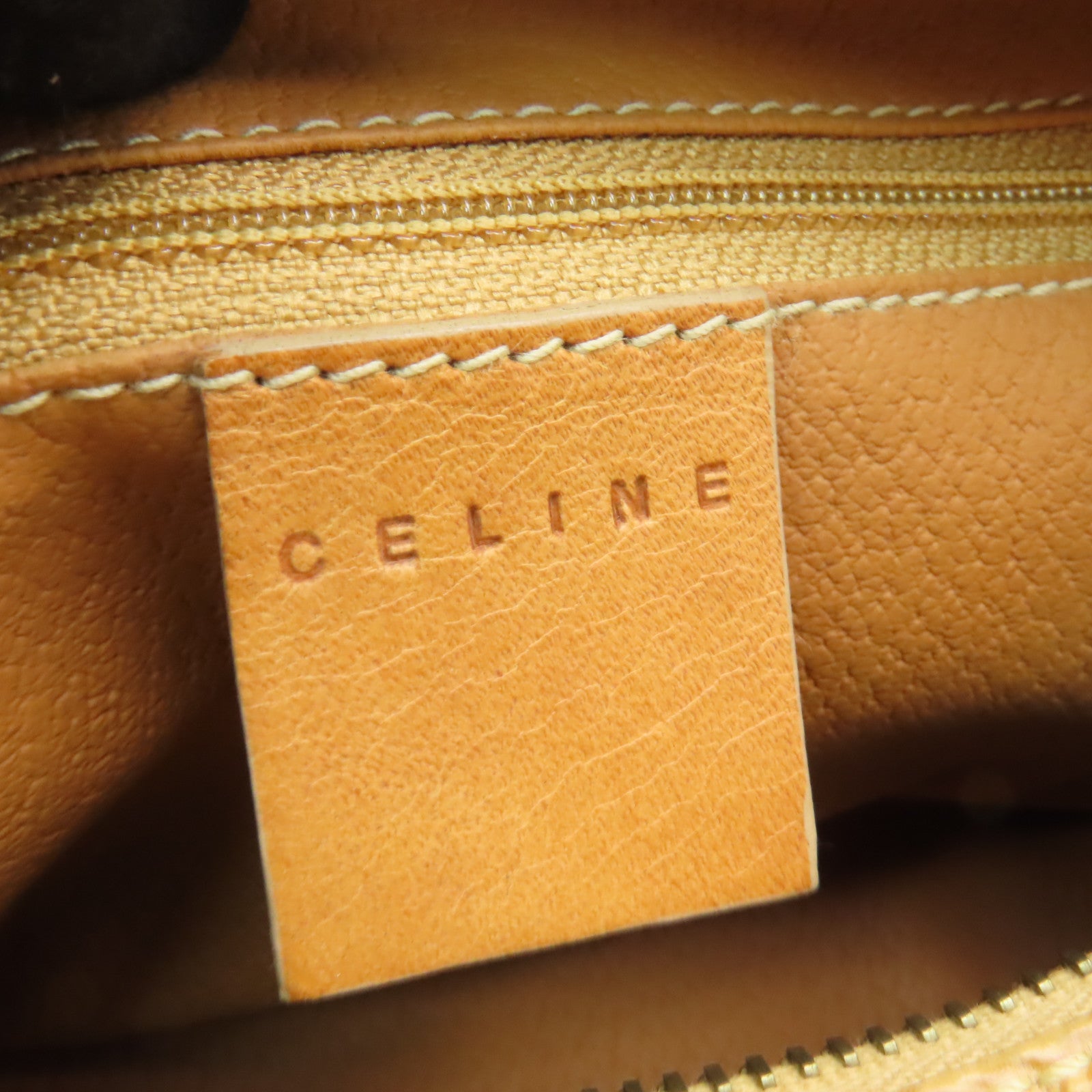 CELINE 塗層帆布Vintage Handbag金扣手挽袋棕色