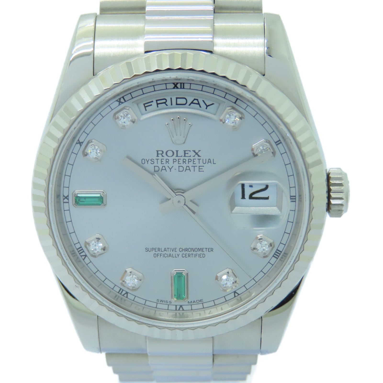 ROLEX Day Date不鏽鋼手錶自動機芯銀色
