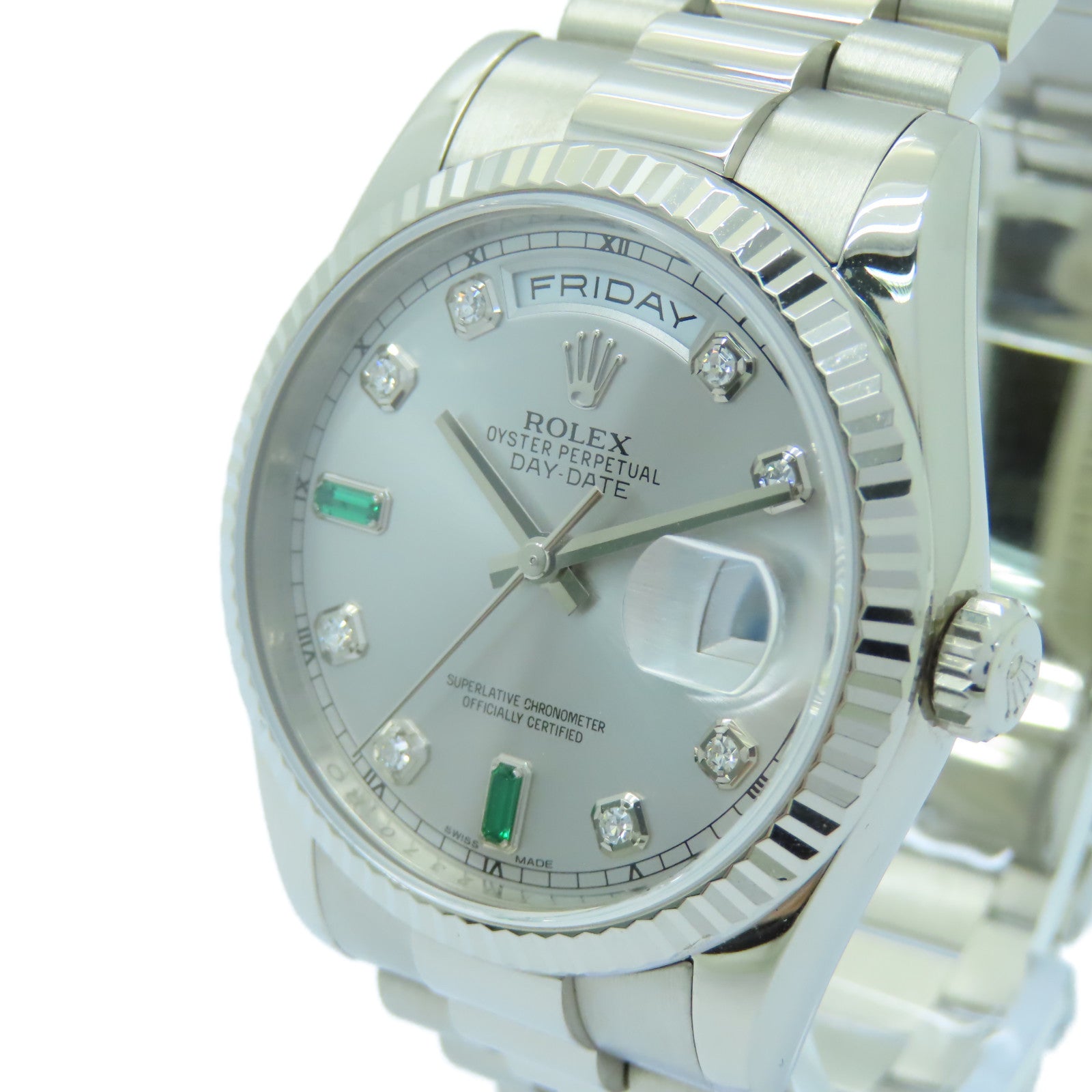 ROLEX Day Date不鏽鋼手錶自動機芯銀色