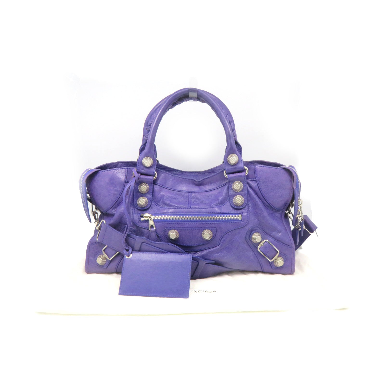 BALENCIAGA 牛皮皮革Giant City 2Way Shoulder Bag手挽肩背兩用袋紫色