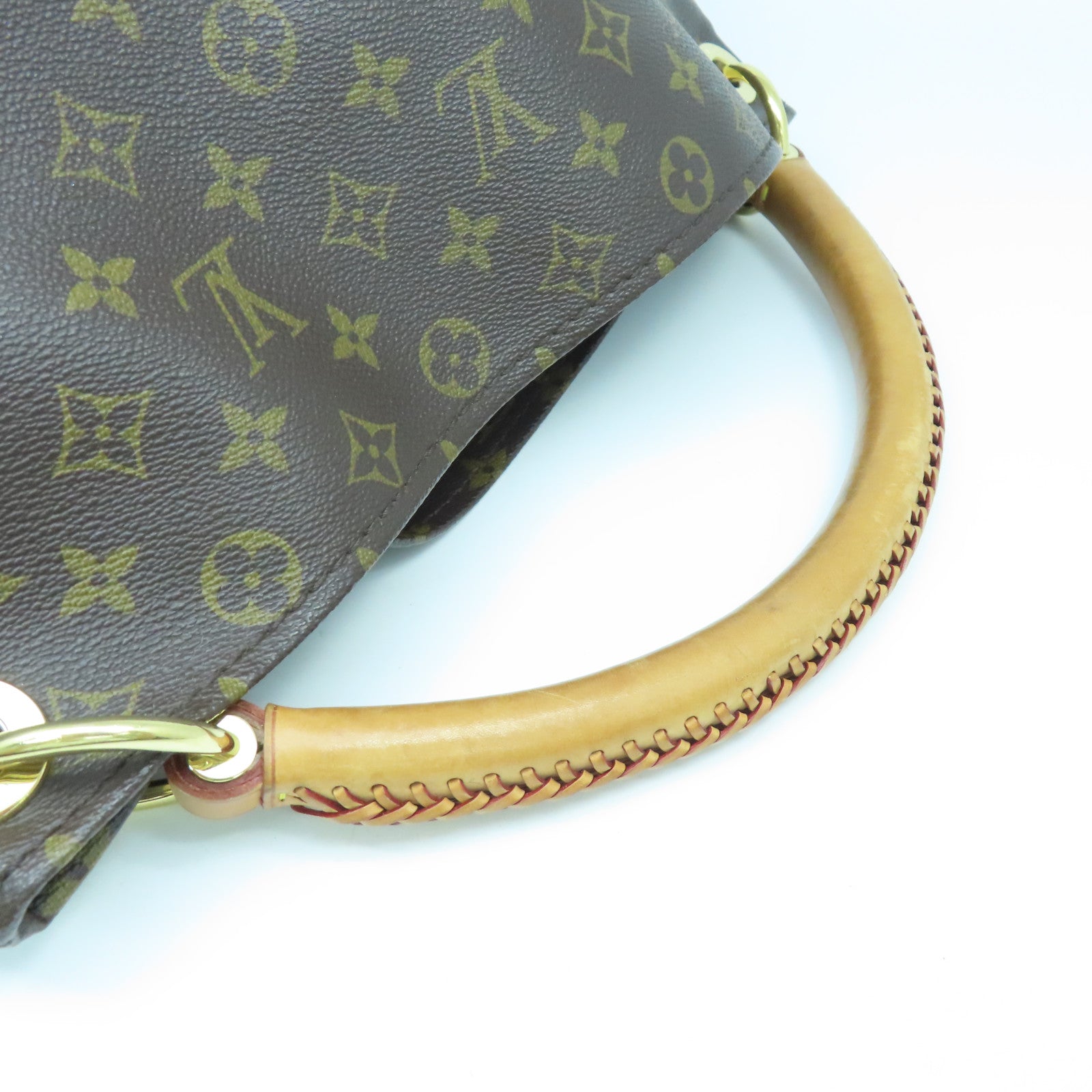 LOUIS VUITTON Monogram Artsy MM Gold Buckle Shoulder Bag Brown
