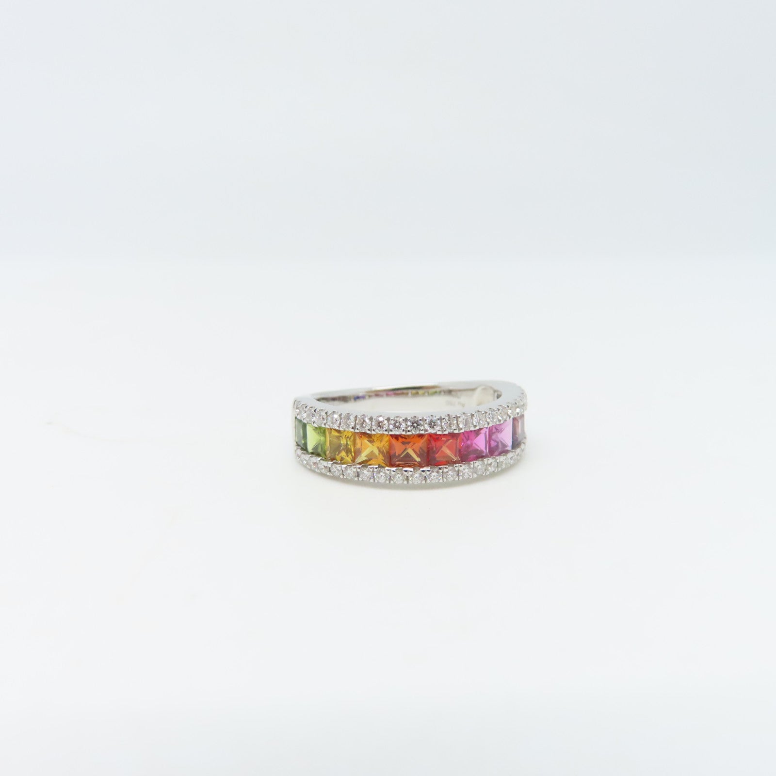 JEWELRY 18K白金Ring 1.86ct藍寶石/0.40ct鑽石戒指US#7