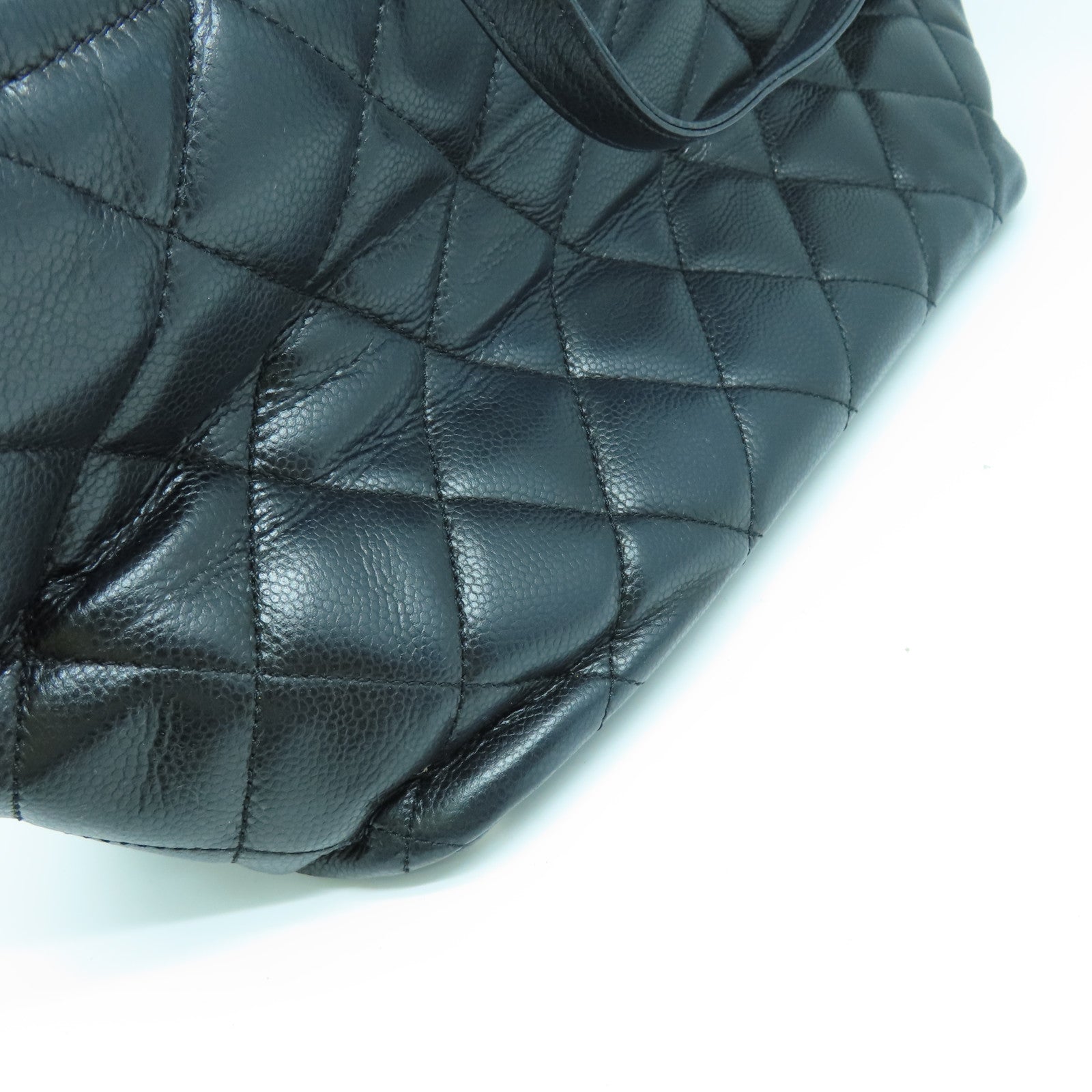 CHANEL 菱格牛皮皮革Chain Shoulder Bag银扣链带肩背袋黑色
