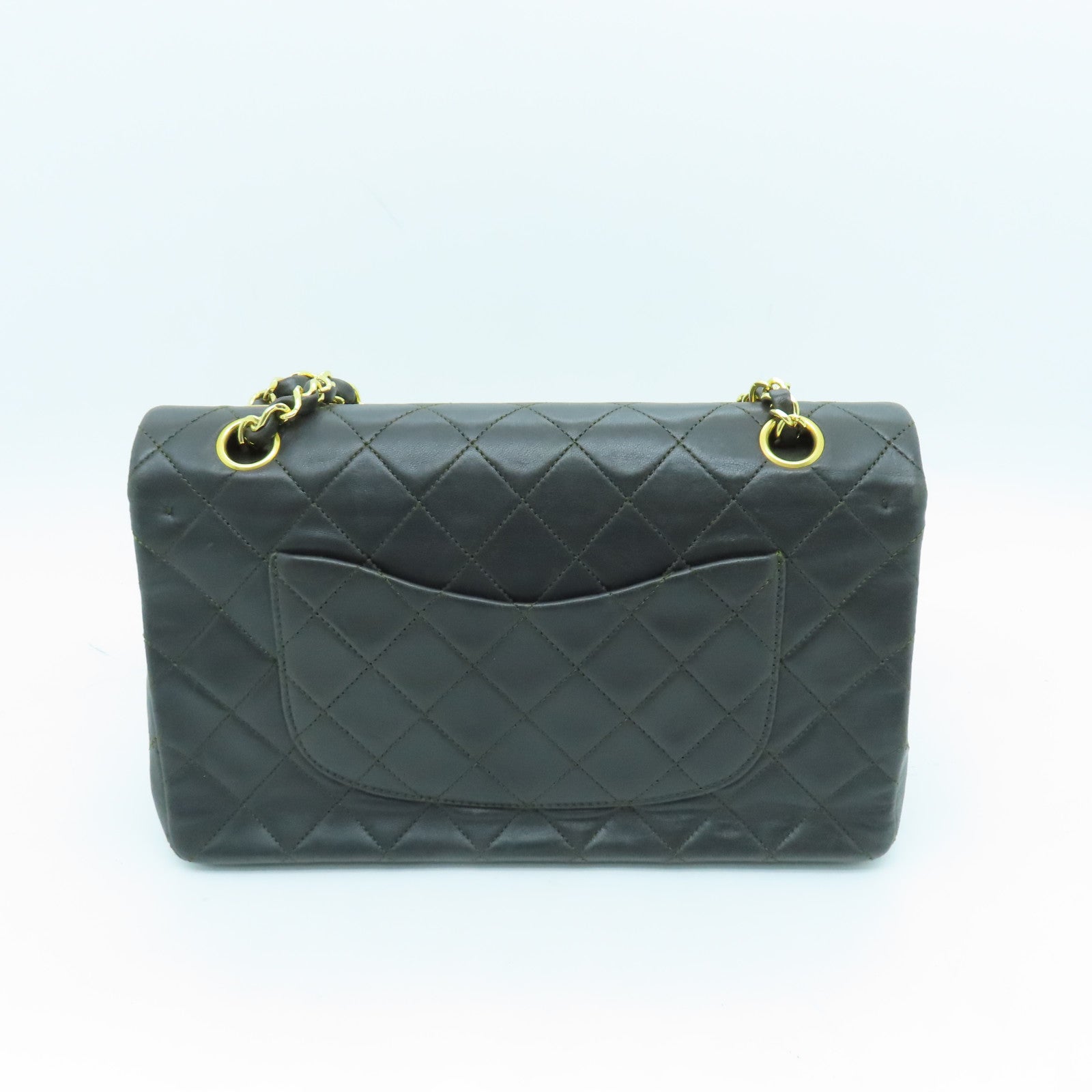 CHANEL Diamond Sheepskin Leather Chain Shoulder Gold Buckle Shoulder Bag Black/Green