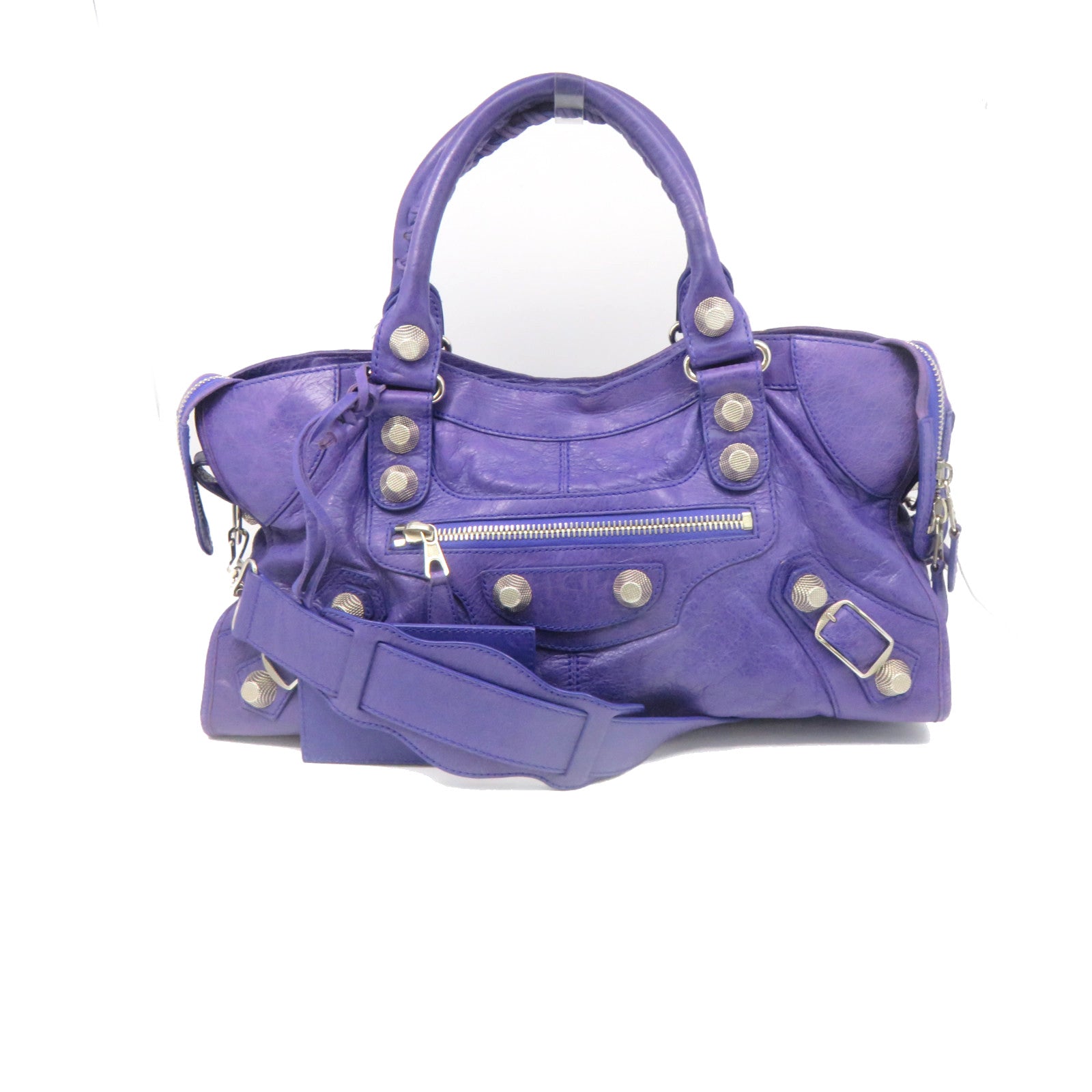 BALENCIAGA 牛皮皮革Giant City 2Way Shoulder Bag手挽肩背兩用袋紫色