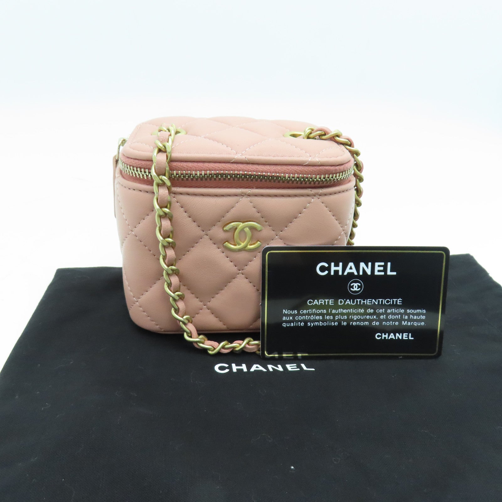 CHANEL 菱格羊皮皮革Chain Shoulder金扣链带肩背袋粉红色