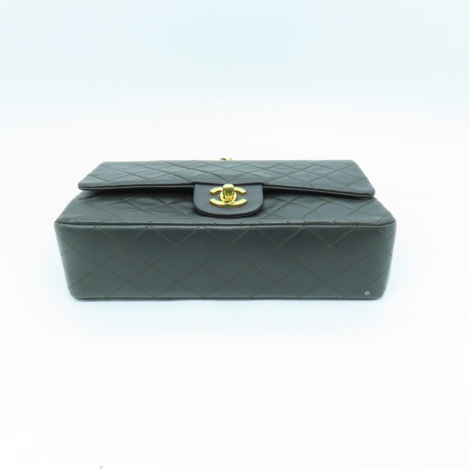 CHANEL Diamond Sheepskin Leather Chain Shoulder Gold Buckle Shoulder Bag Black/Green