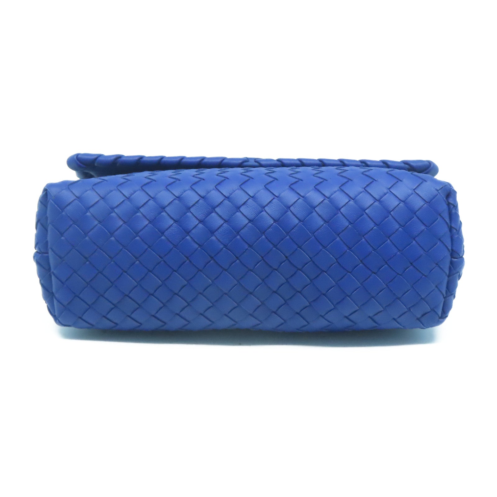 BOTTEGA VENETA 織紋皮革Shoulder Bag金扣鏈帶肩背袋藍色