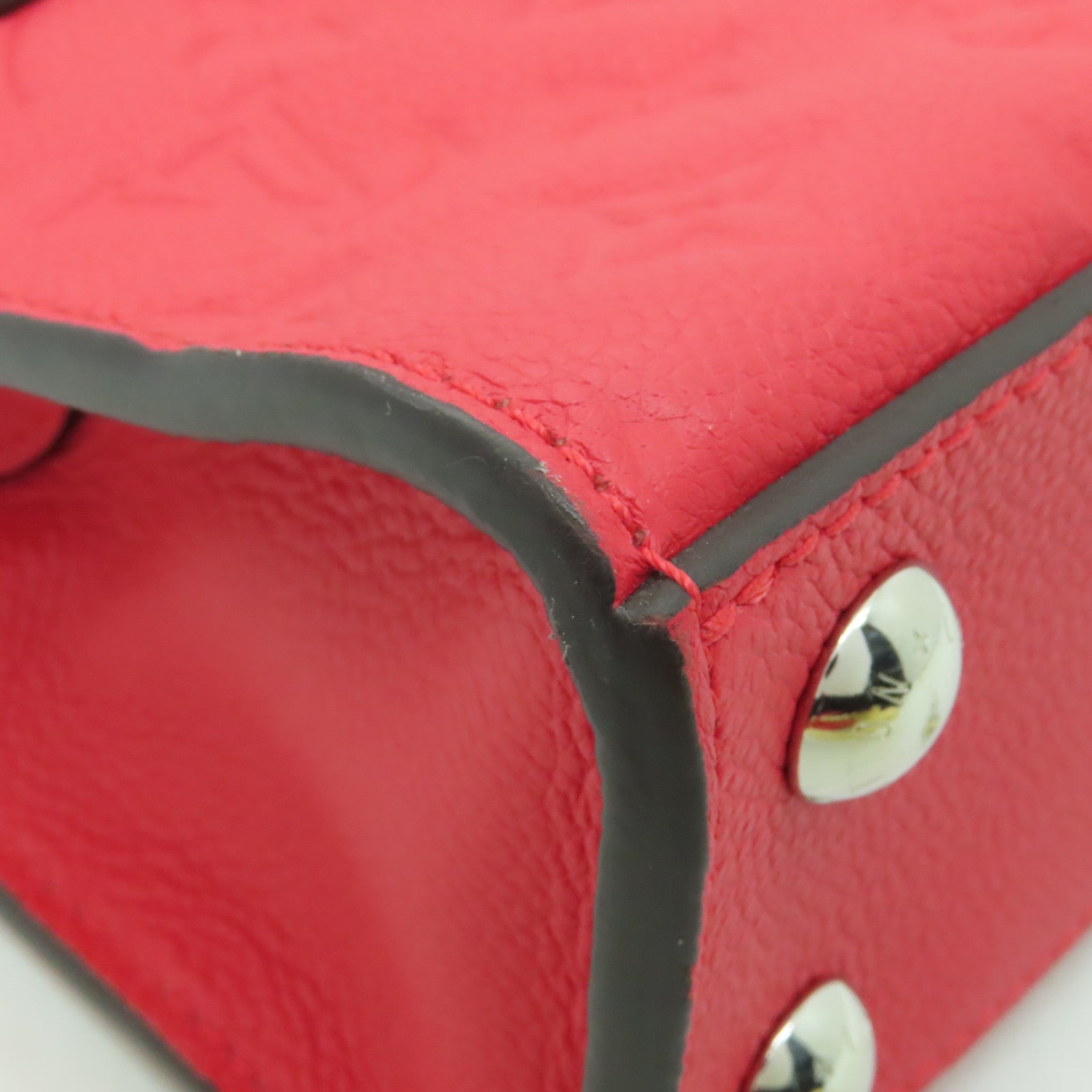 LOUIS VUITTON Monogram Empreinte Pont Neuf銀扣手挽肩背兩用袋紅色