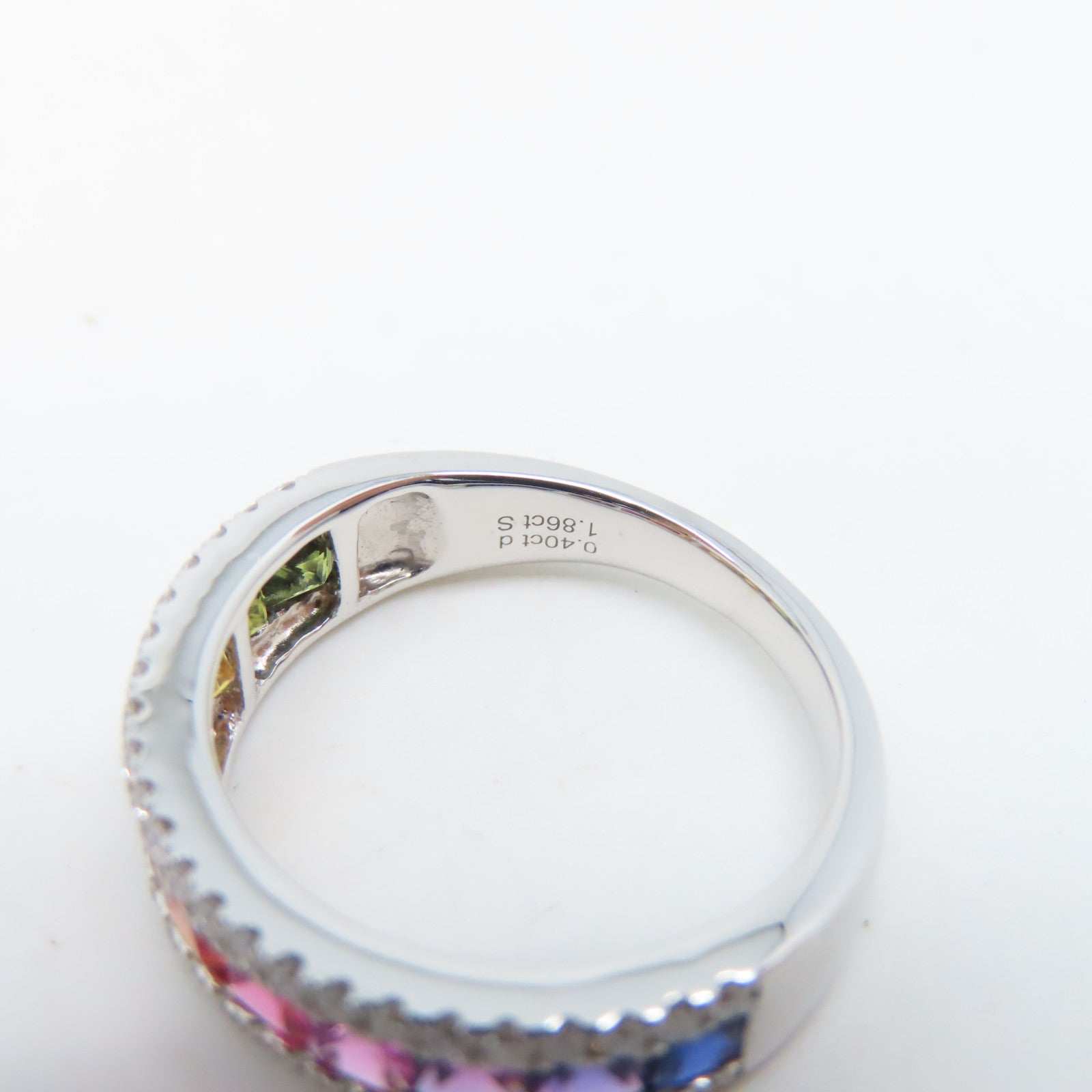 JEWELRY 18K白金Ring 1.86ct藍寶石/0.40ct鑽石戒指US#7