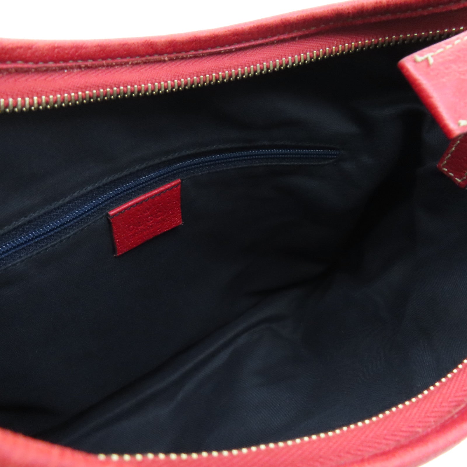 GUCCI Canvas Shoulder Bag Gold Buckle Blue/Red