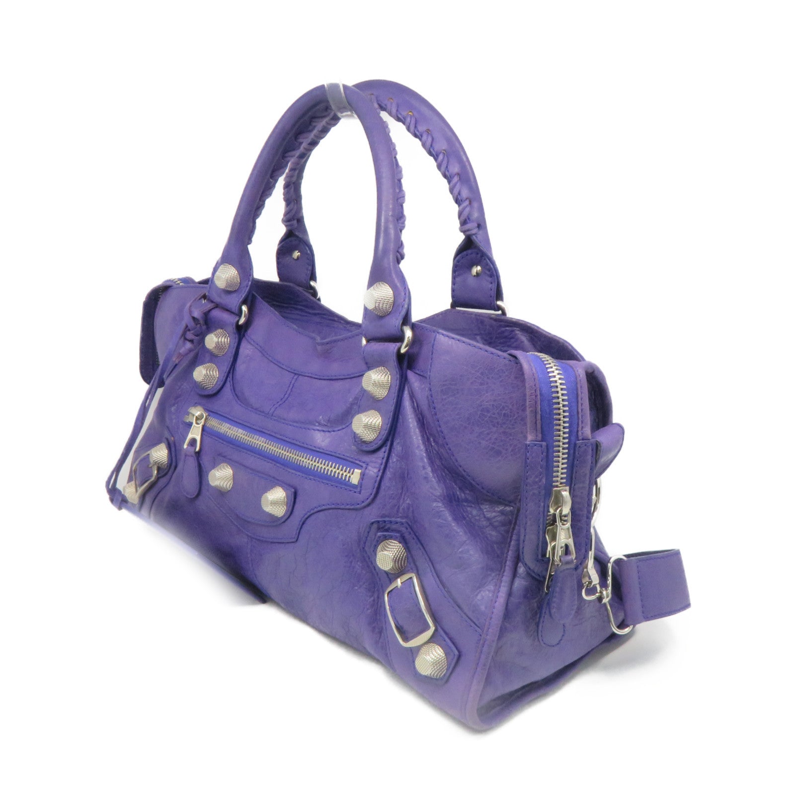 BALENCIAGA 牛皮皮革Giant City 2Way Shoulder Bag手挽肩背兩用袋紫色