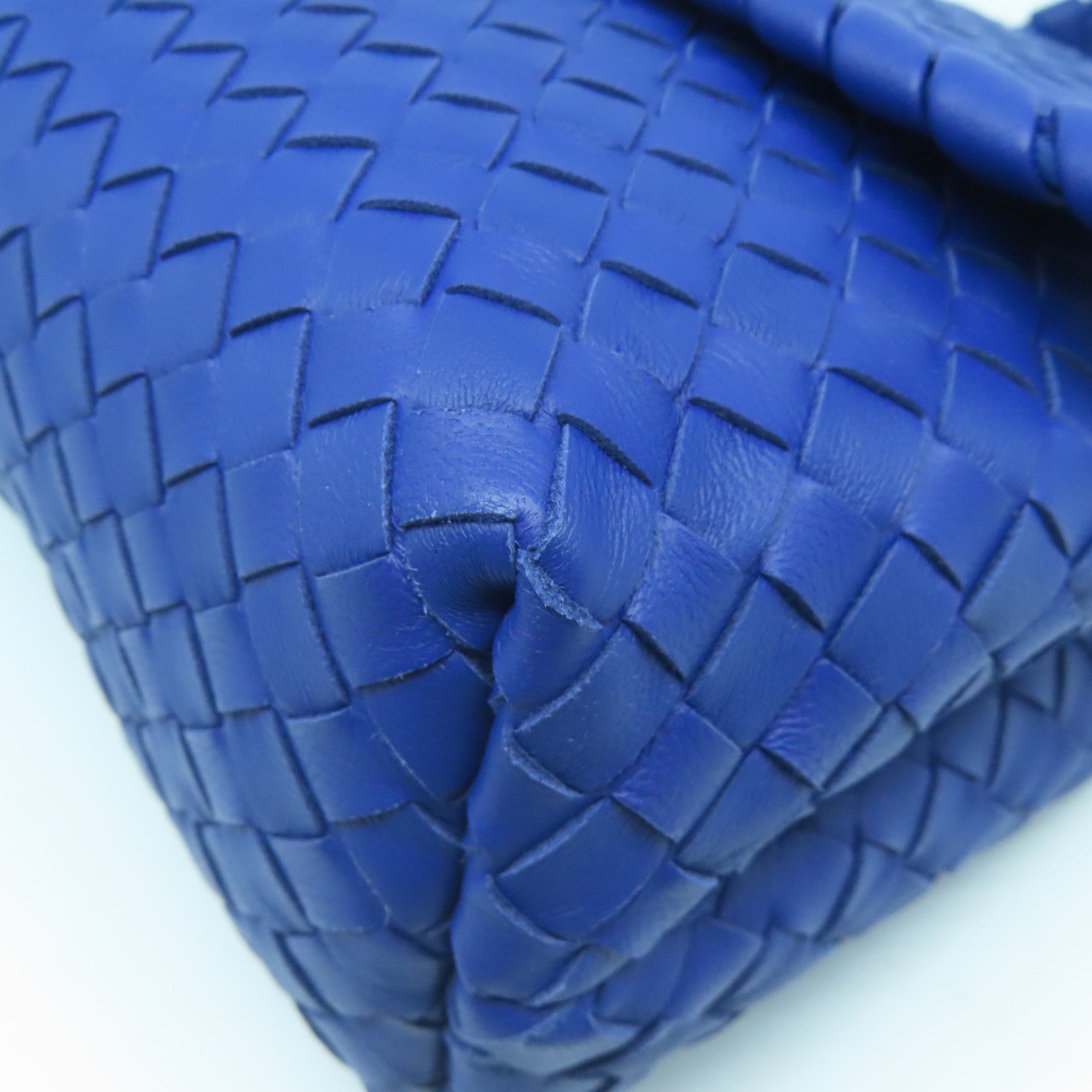 BOTTEGA VENETA 織紋皮革Shoulder Bag金扣鏈帶肩背袋藍色