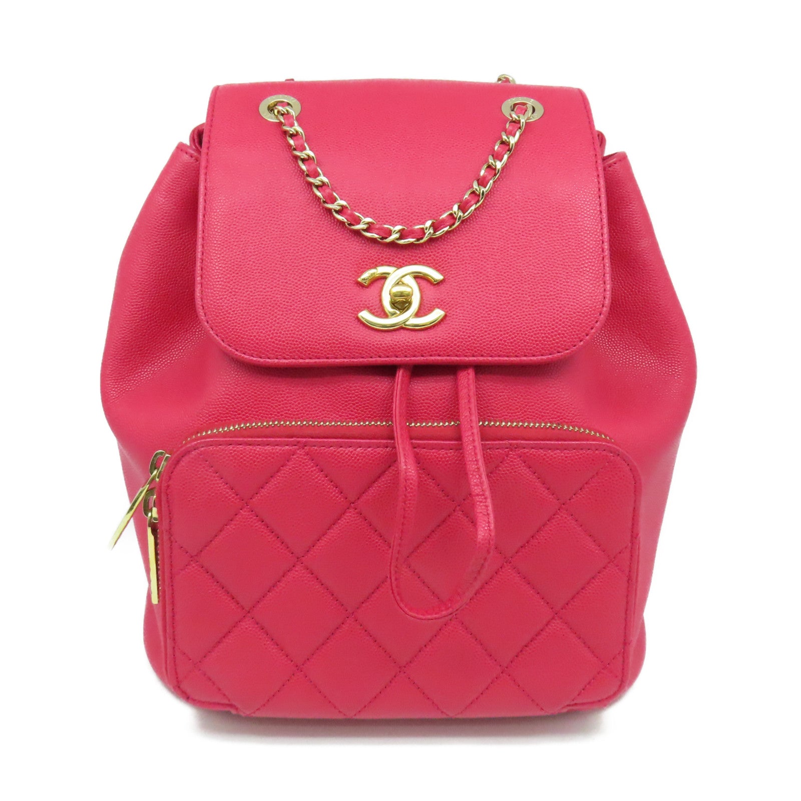CHANEL 【激減優惠】菱格Caviar皮革BackPack金扣背包玫瑰粉色