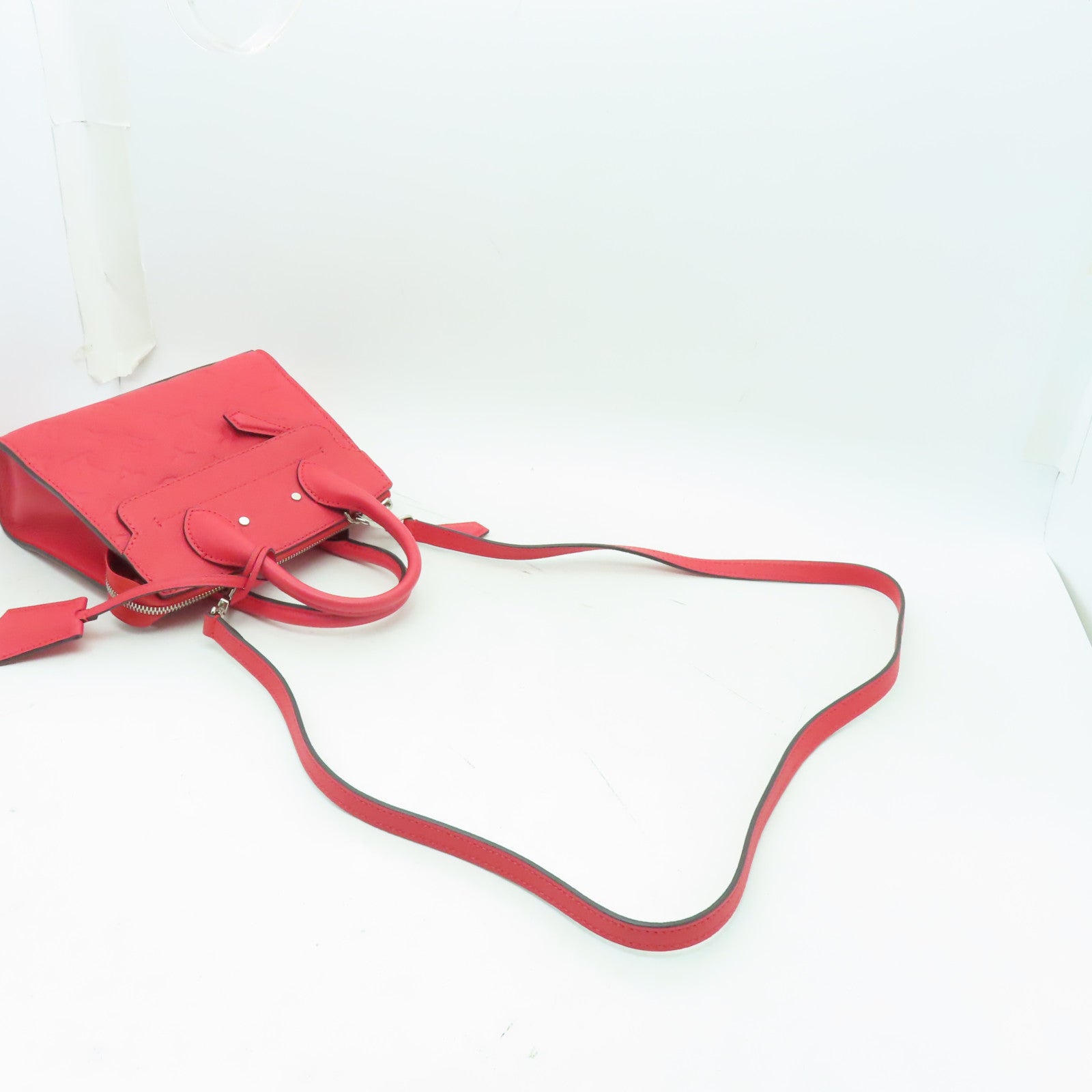 LOUIS VUITTON Monogram Empreinte Pont Neuf銀扣手挽肩背兩用袋紅色