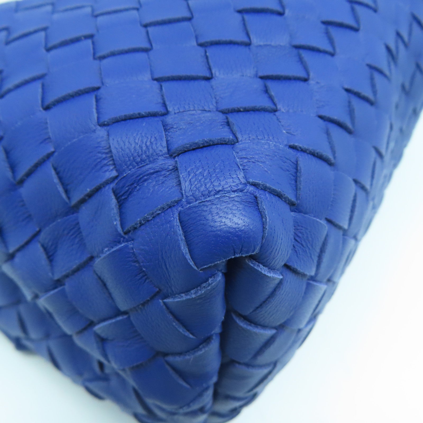 BOTTEGA VENETA 織紋皮革Shoulder Bag金扣鏈帶肩背袋藍色