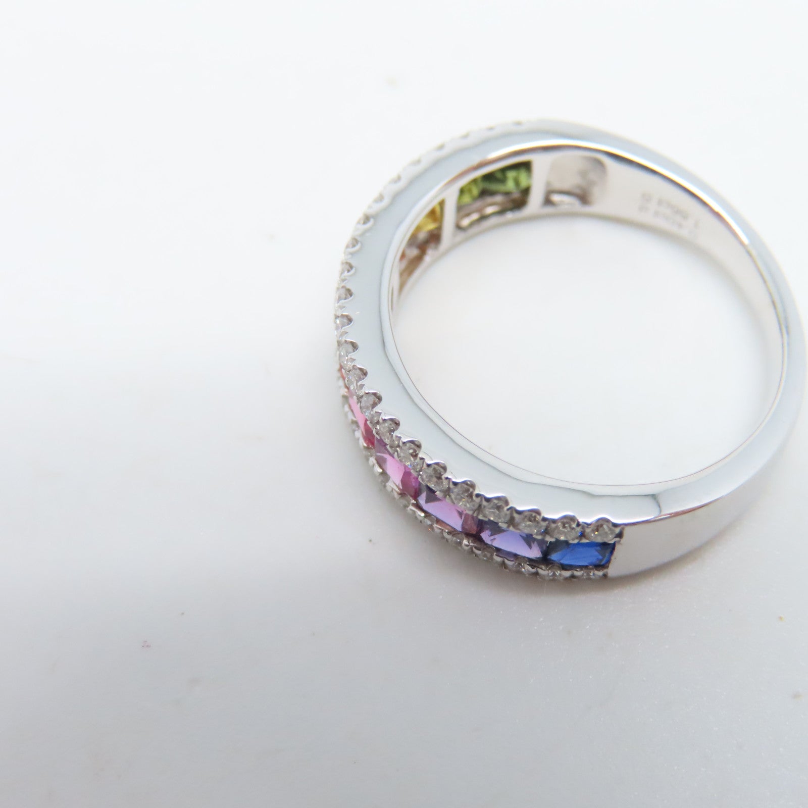 JEWELRY 18K白金Ring 1.86ct藍寶石/0.40ct鑽石戒指US#7