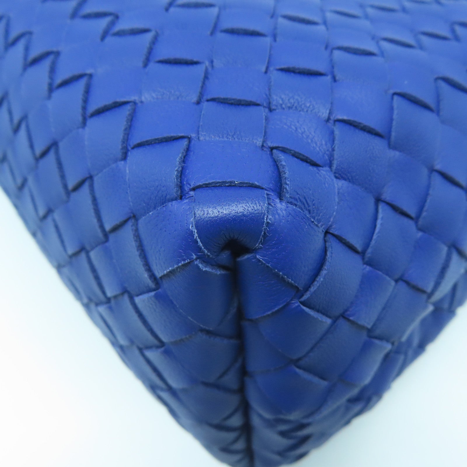 BOTTEGA VENETA 織紋皮革Shoulder Bag金扣鏈帶肩背袋藍色