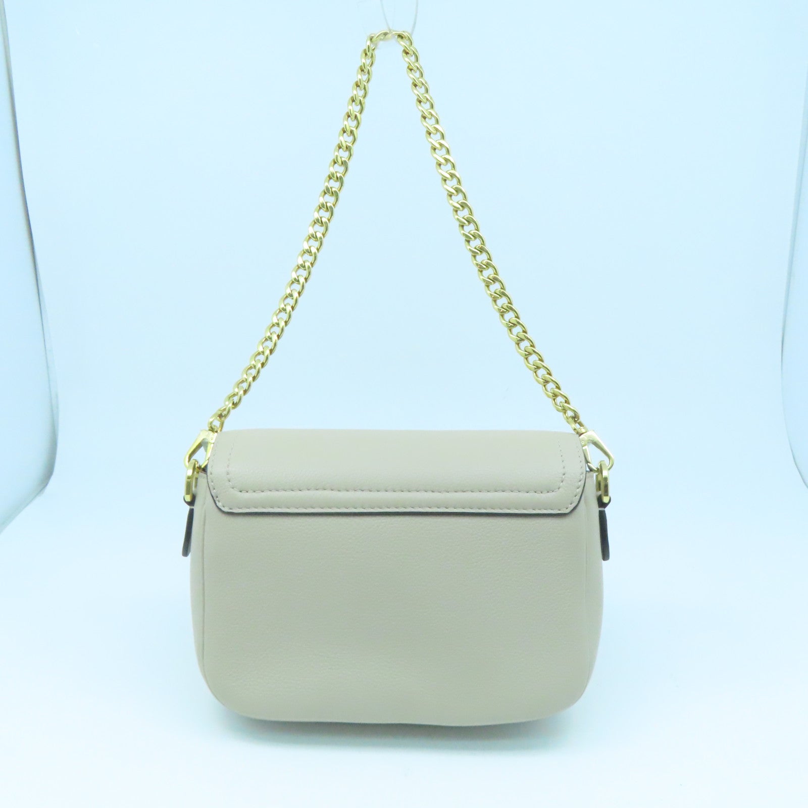 LOUIS VUITTON Leather Lockme Tender Gold Buckle Shoulder Bag Beige