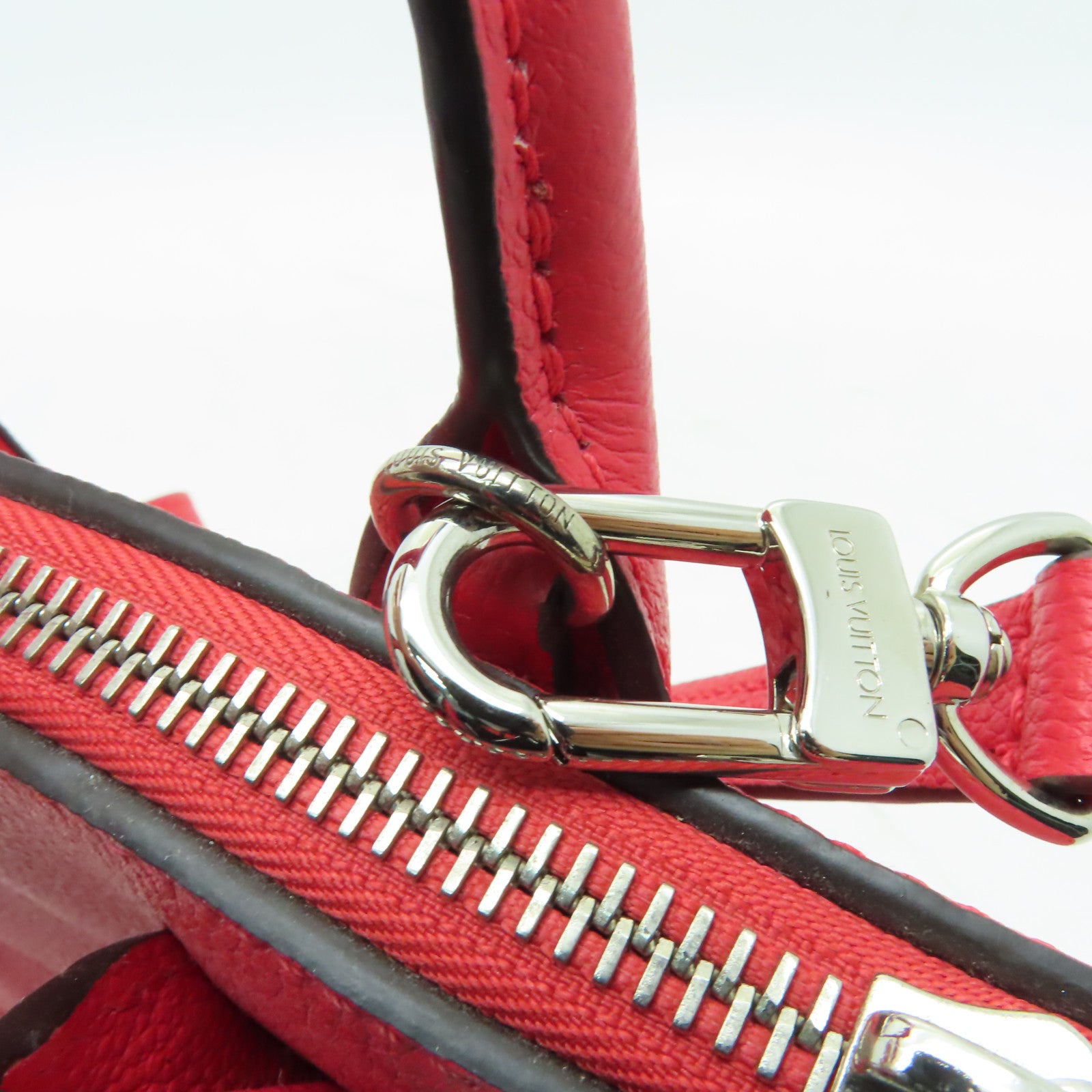 LOUIS VUITTON Monogram Empreinte Pont Neuf銀扣手挽肩背兩用袋紅色
