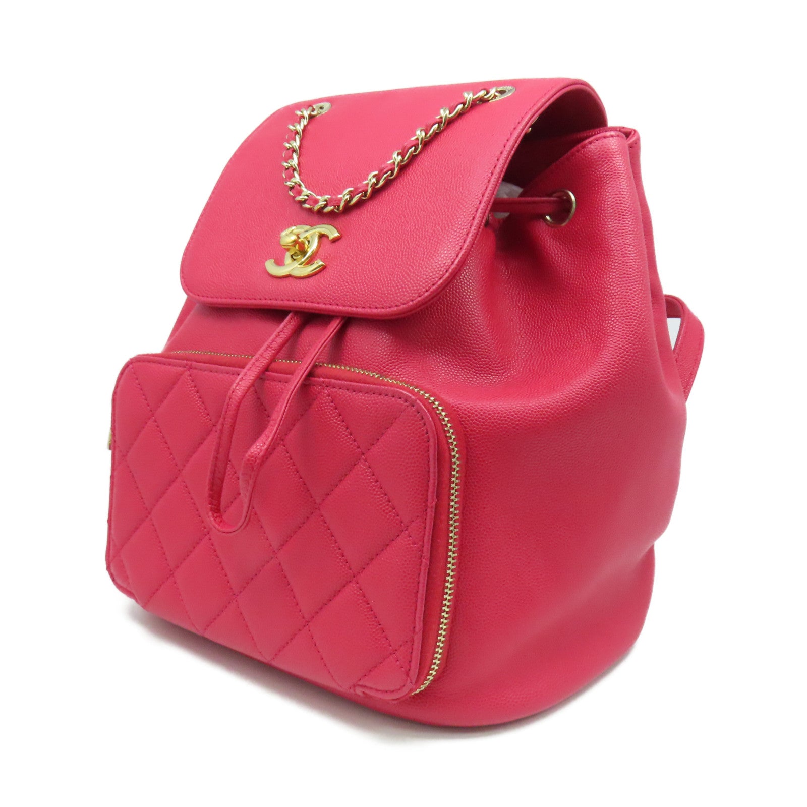 CHANEL 【激減優惠】菱格Caviar皮革BackPack金扣背包玫瑰粉色