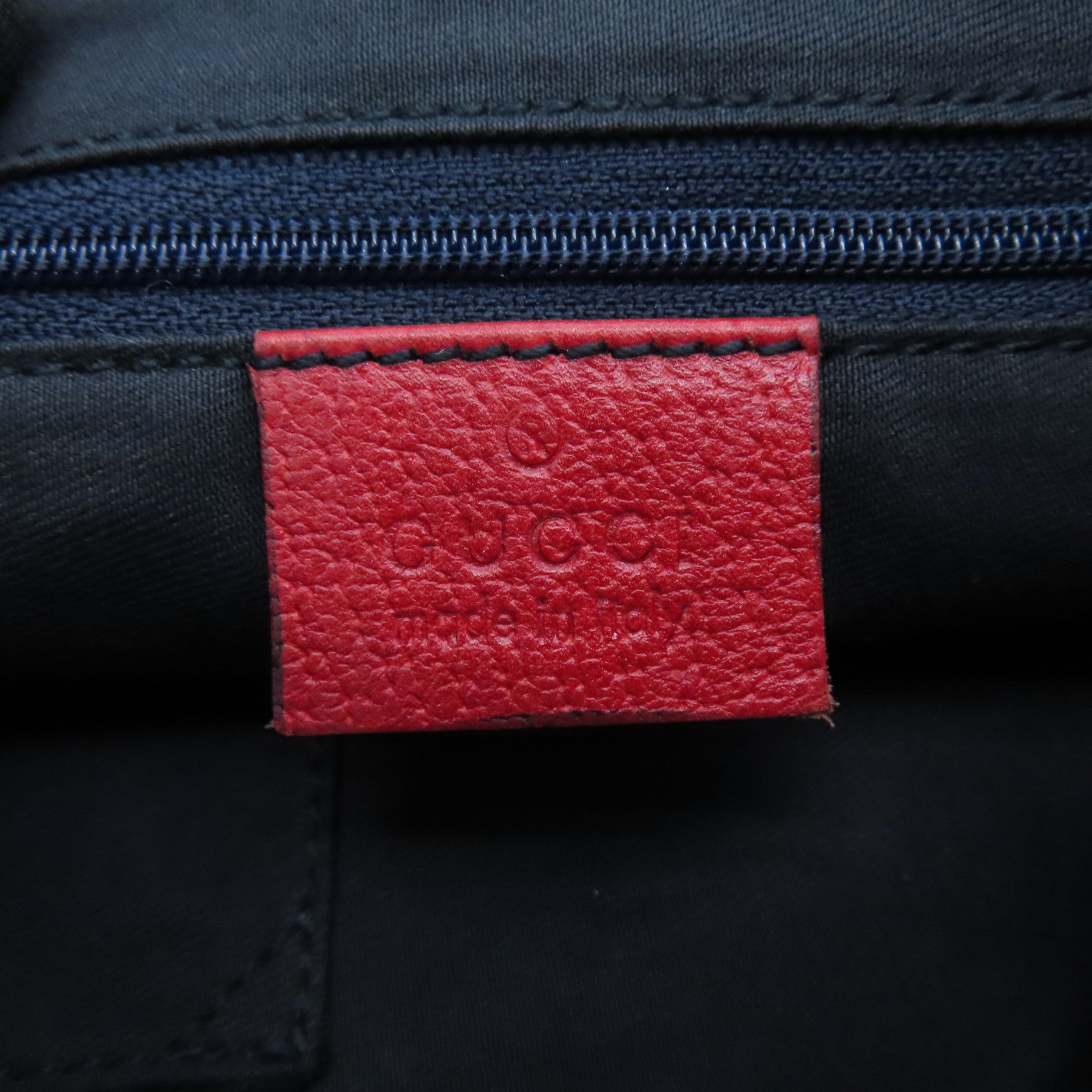 GUCCI Canvas Shoulder Bag Gold Buckle Blue/Red