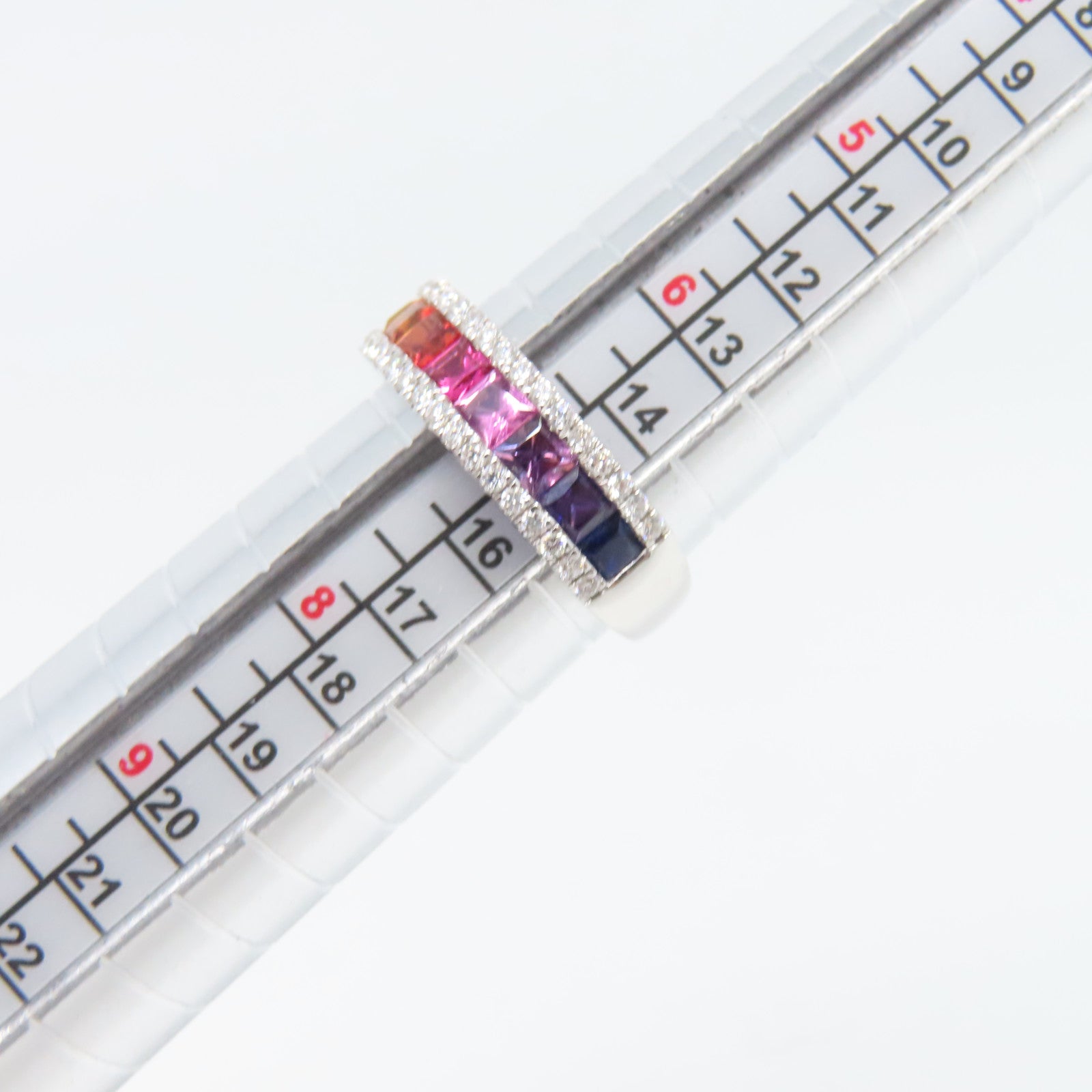 JEWELRY 18K白金Ring 1.86ct藍寶石/0.40ct鑽石戒指US#7