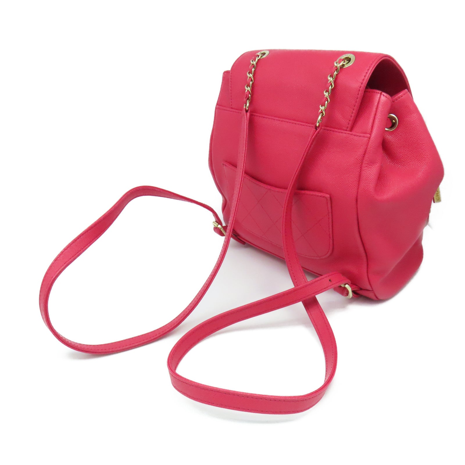 CHANEL 【激減優惠】菱格Caviar皮革BackPack金扣背包玫瑰粉色