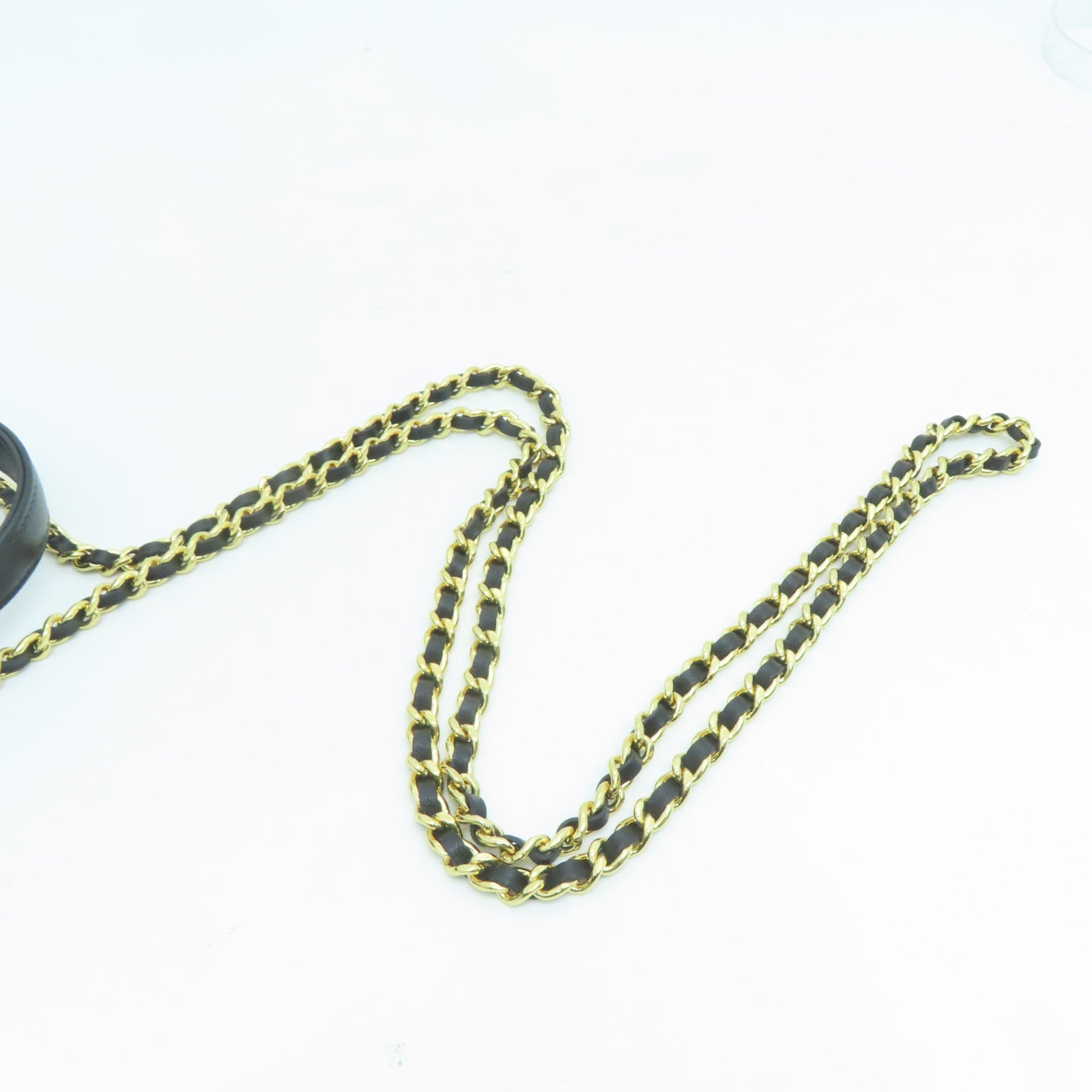 CHANEL 菱格羊皮皮革Chain Shoulder金扣鏈帶肩背袋黑色