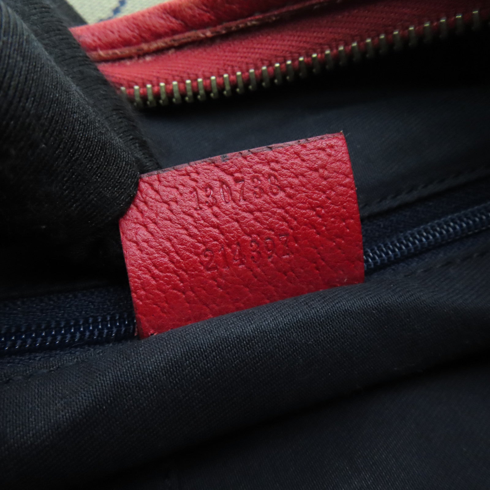 GUCCI Canvas Shoulder Bag Gold Buckle Blue/Red