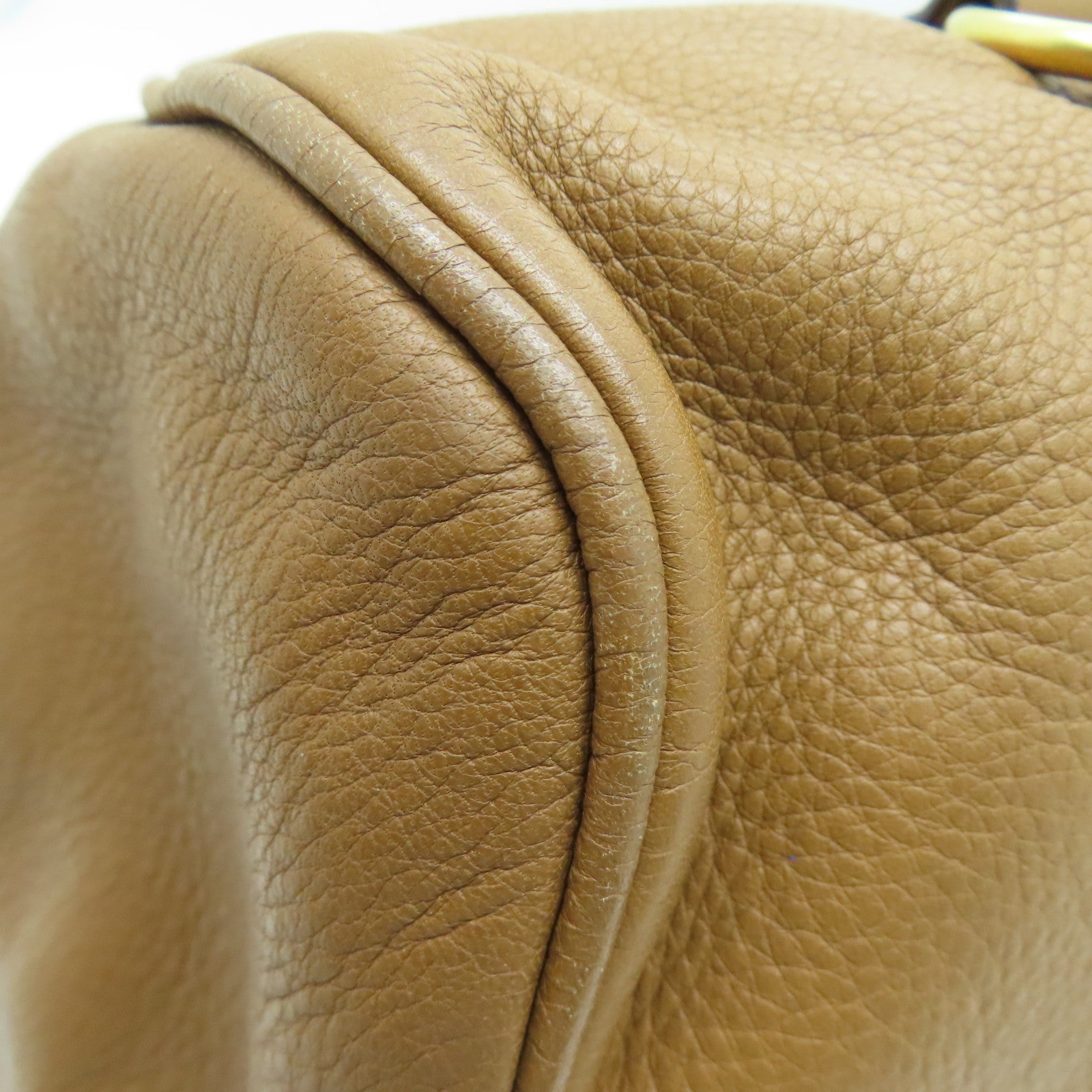 Miu Miu Cowhide Leather 2Way Shoulder Gold Buckle Handle Shoulder Bag Brown