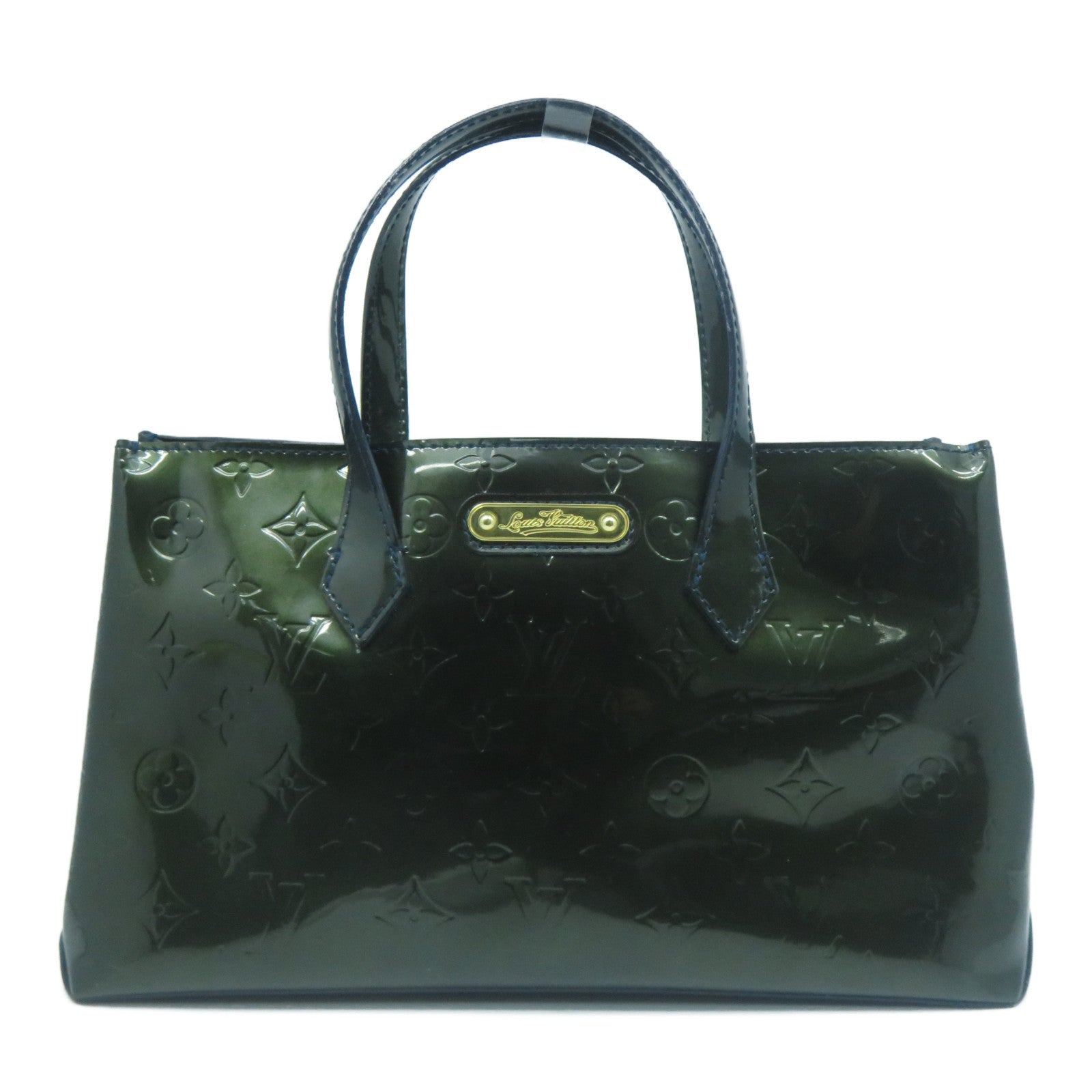 LOUIS VUITTON Monogram Vernis Wilshire PM金扣手挽袋綠色