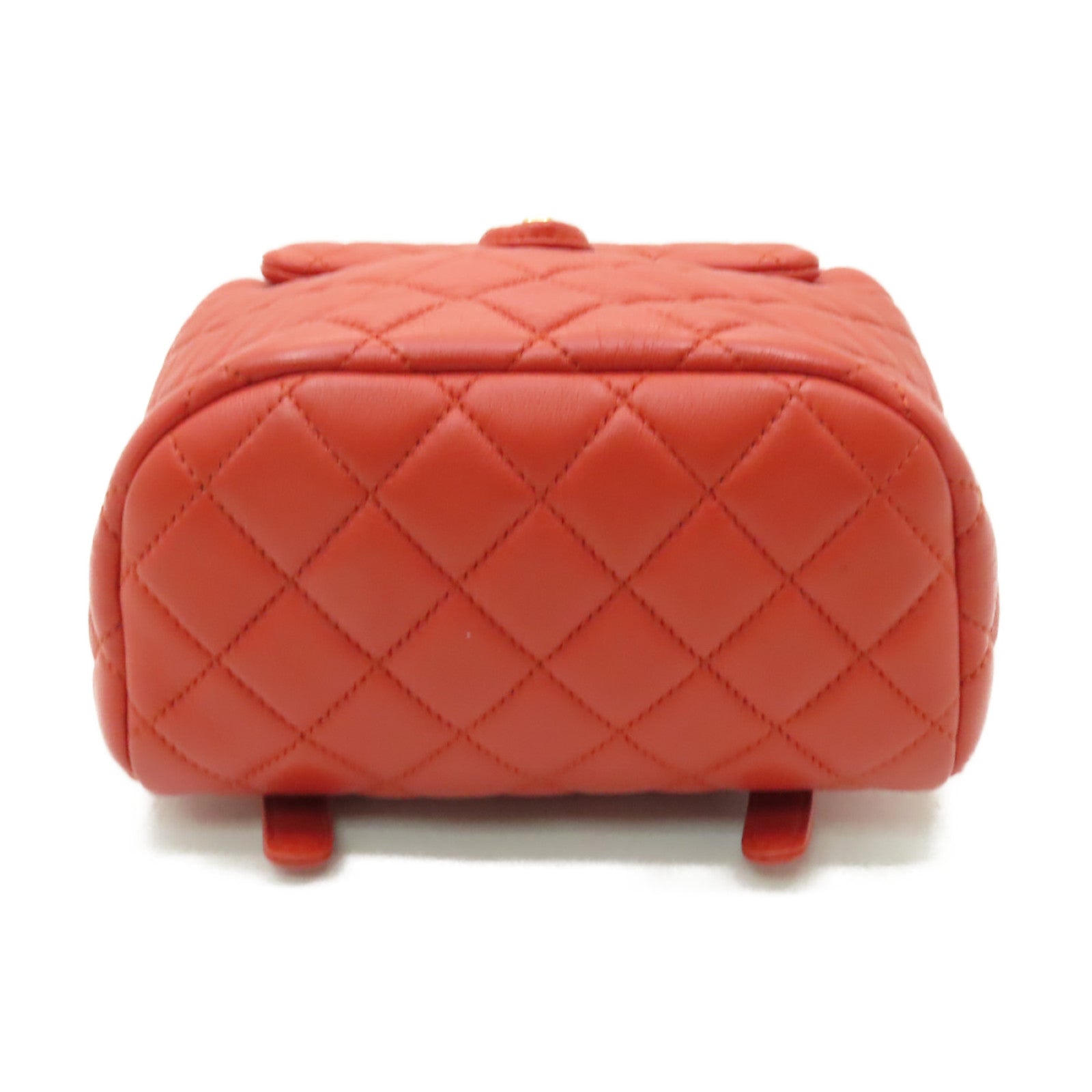 CHANEL 菱格牛皮皮革Backpack金扣背包黃色