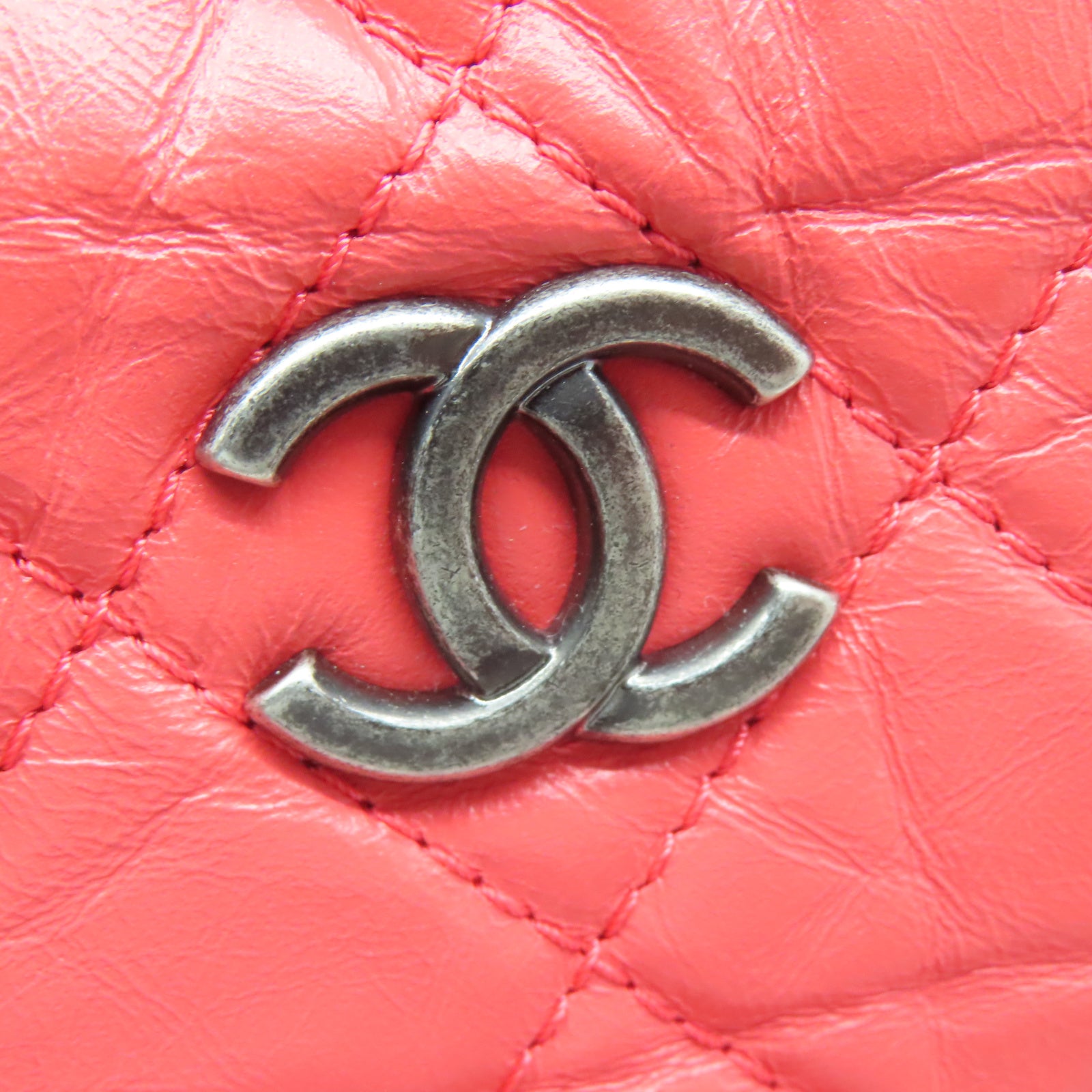CHANEL 【激減優惠】菱格牛皮皮革Backpack金銀扣鏈帶背包粉紅色