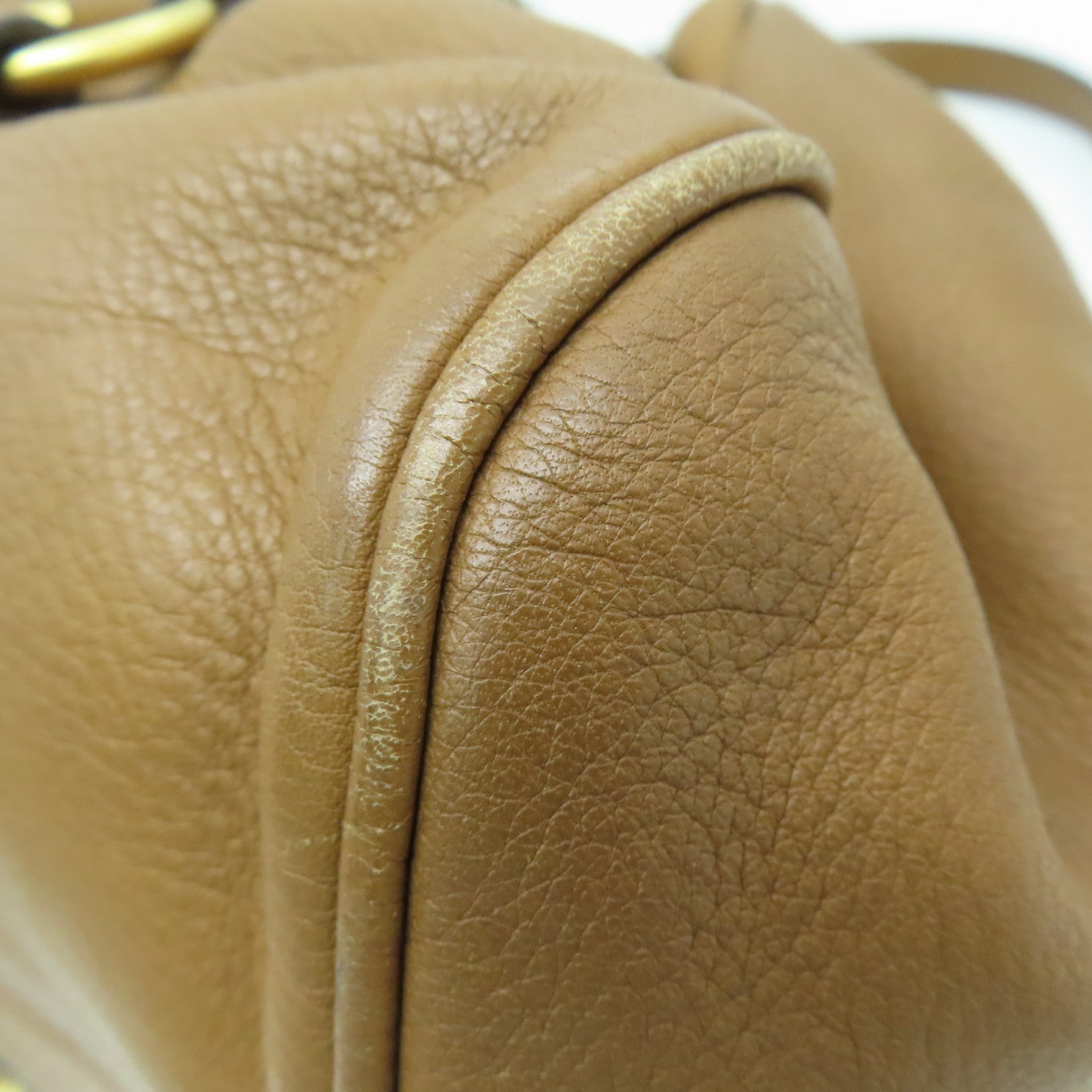 Miu Miu Cowhide Leather 2Way Shoulder Gold Buckle Handle Shoulder Bag Brown