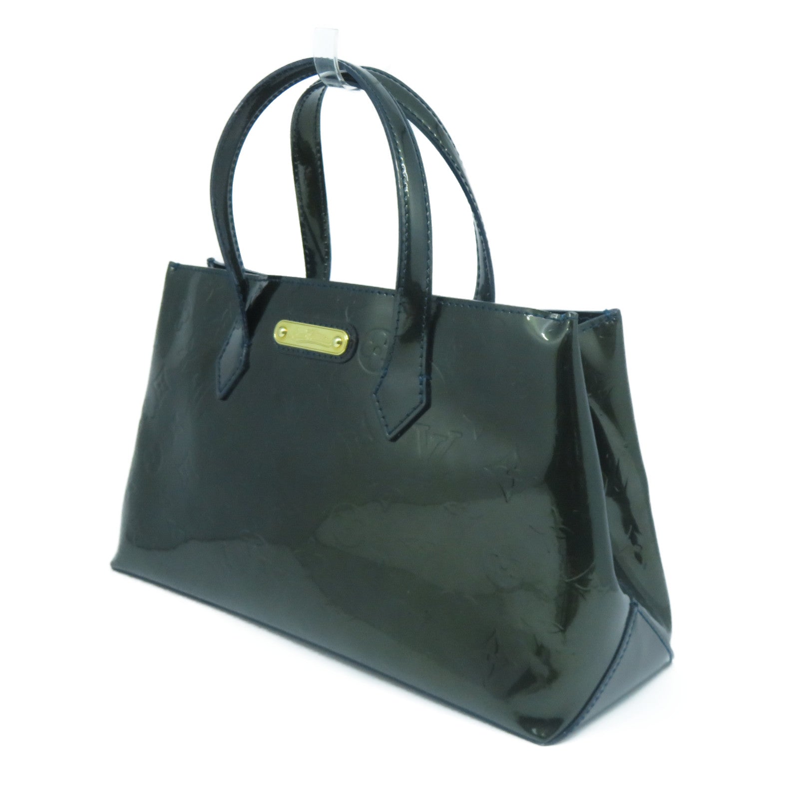 LOUIS VUITTON Monogram Vernis Wilshire PM金扣手挽袋綠色