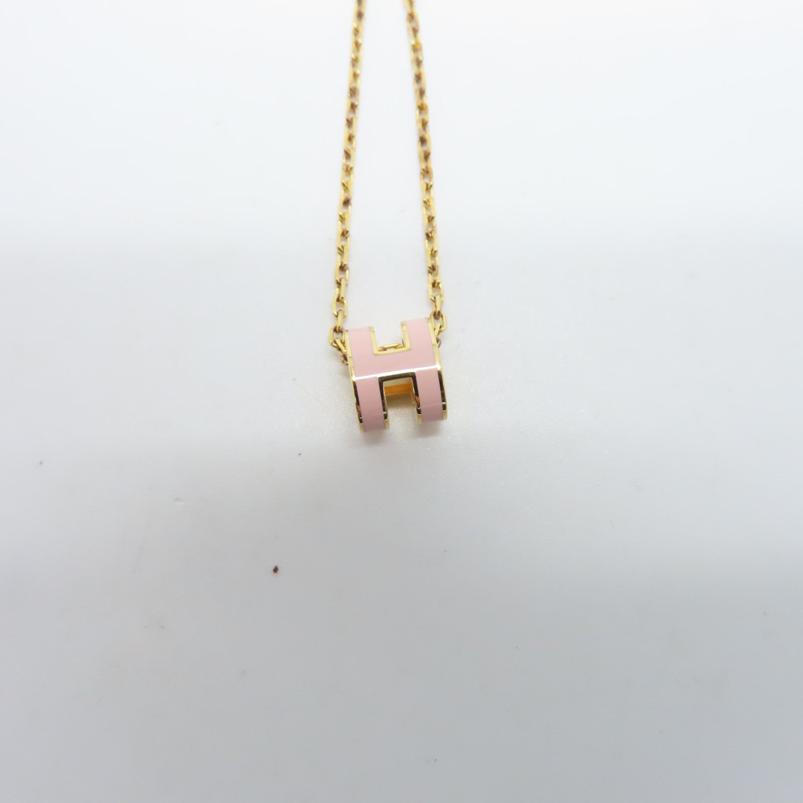 HERMES 金屬Mini Pop H項鍊粉紅色/金色