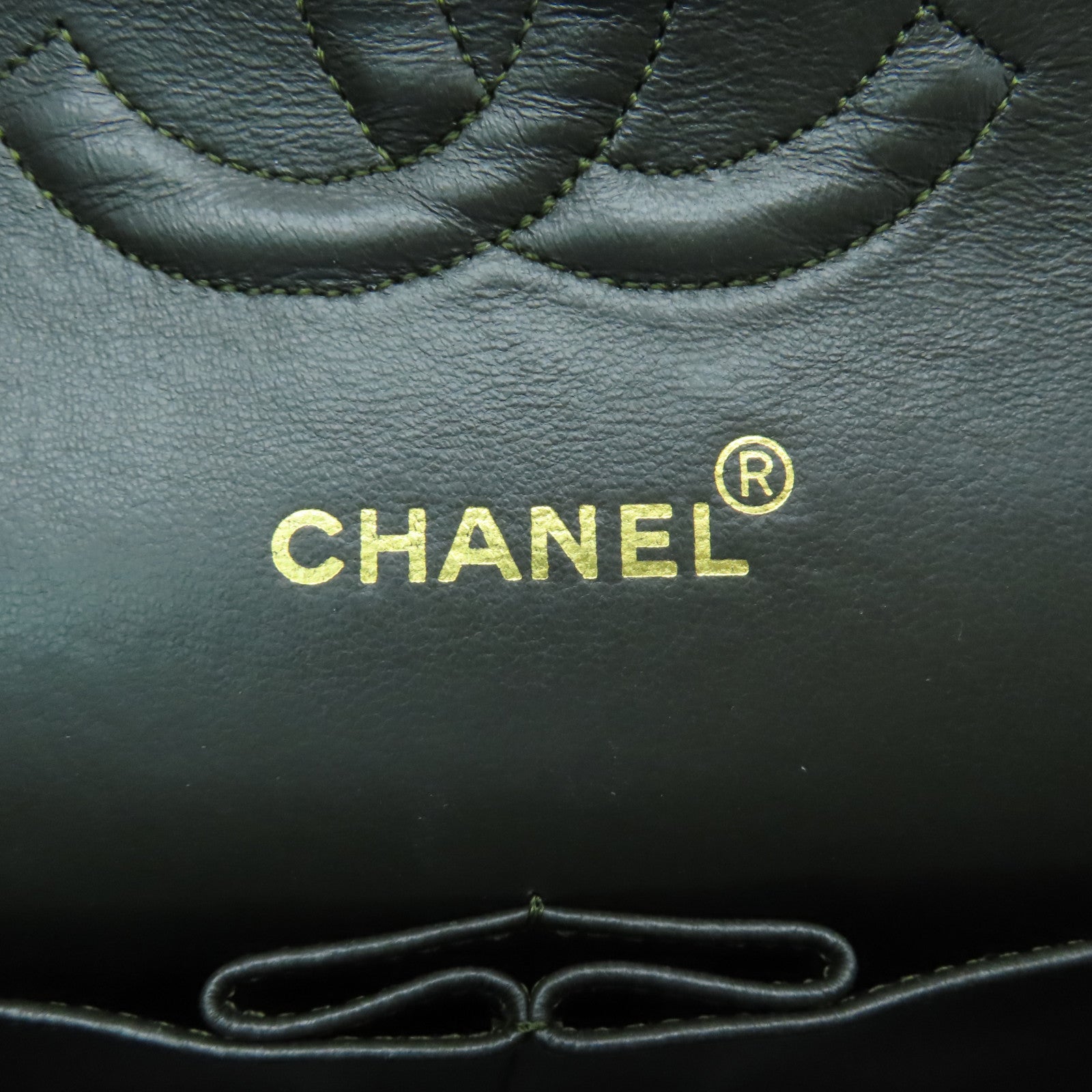 CHANEL Diamond Sheepskin Leather Chain Shoulder Gold Buckle Shoulder Bag Black/Green