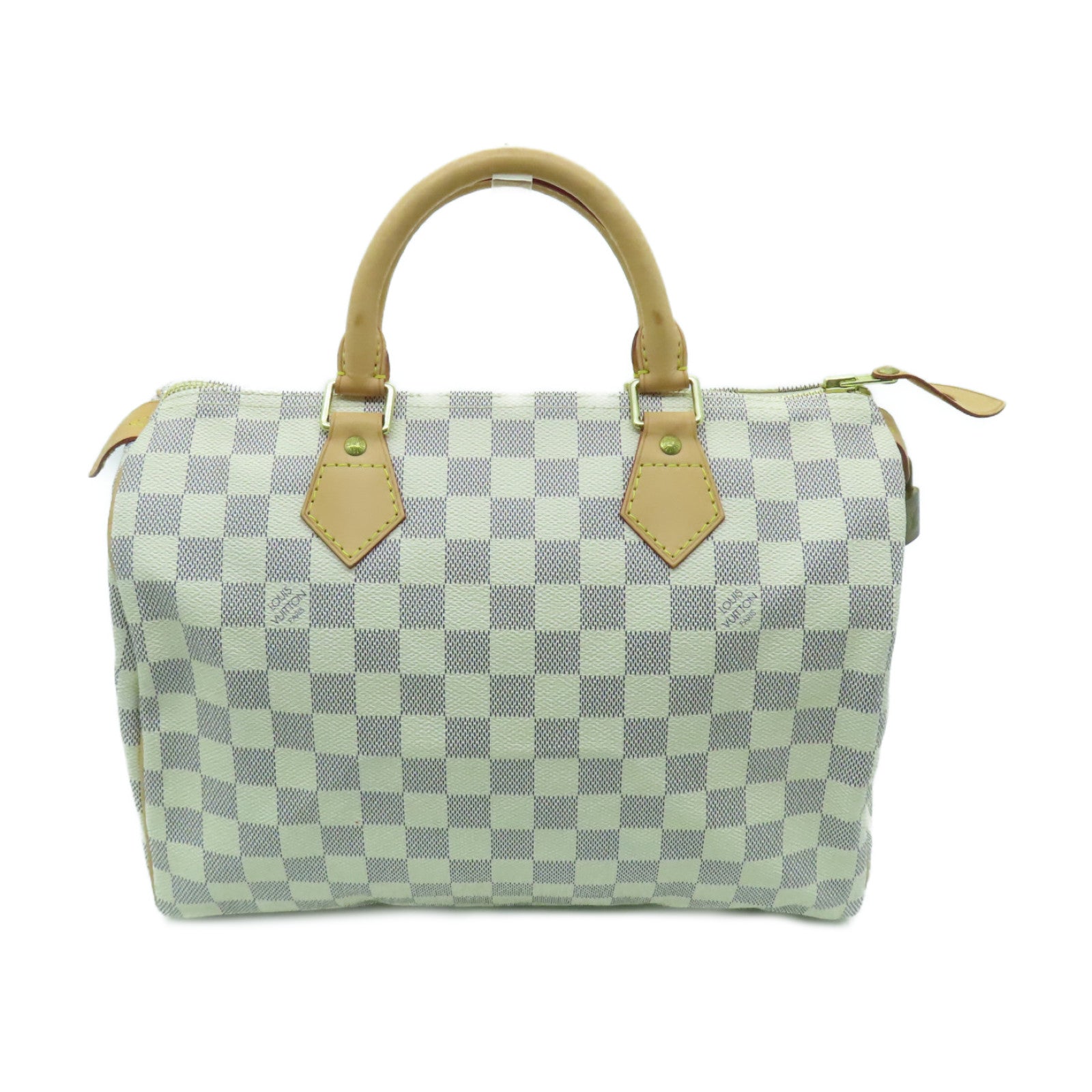 LOUIS VUITTON Damier Azur Speedy 30 Gold Buckle Bag White