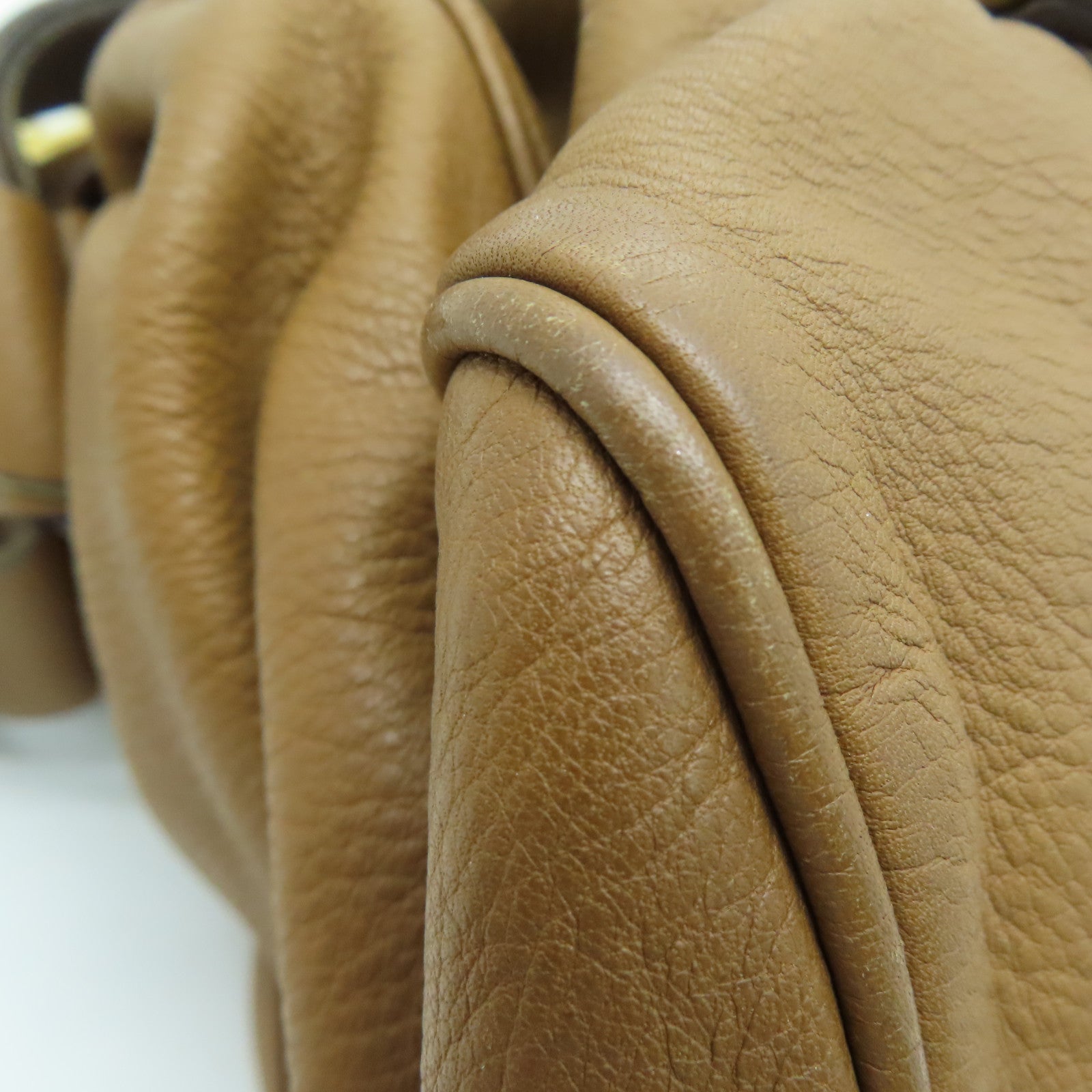 Miu Miu Cowhide Leather 2Way Shoulder Gold Buckle Handle Shoulder Bag Brown