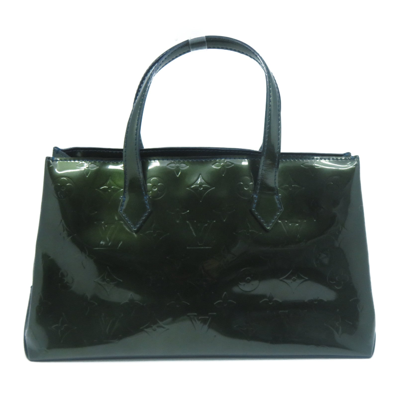 LOUIS VUITTON Monogram Vernis Wilshire PM金扣手挽袋綠色
