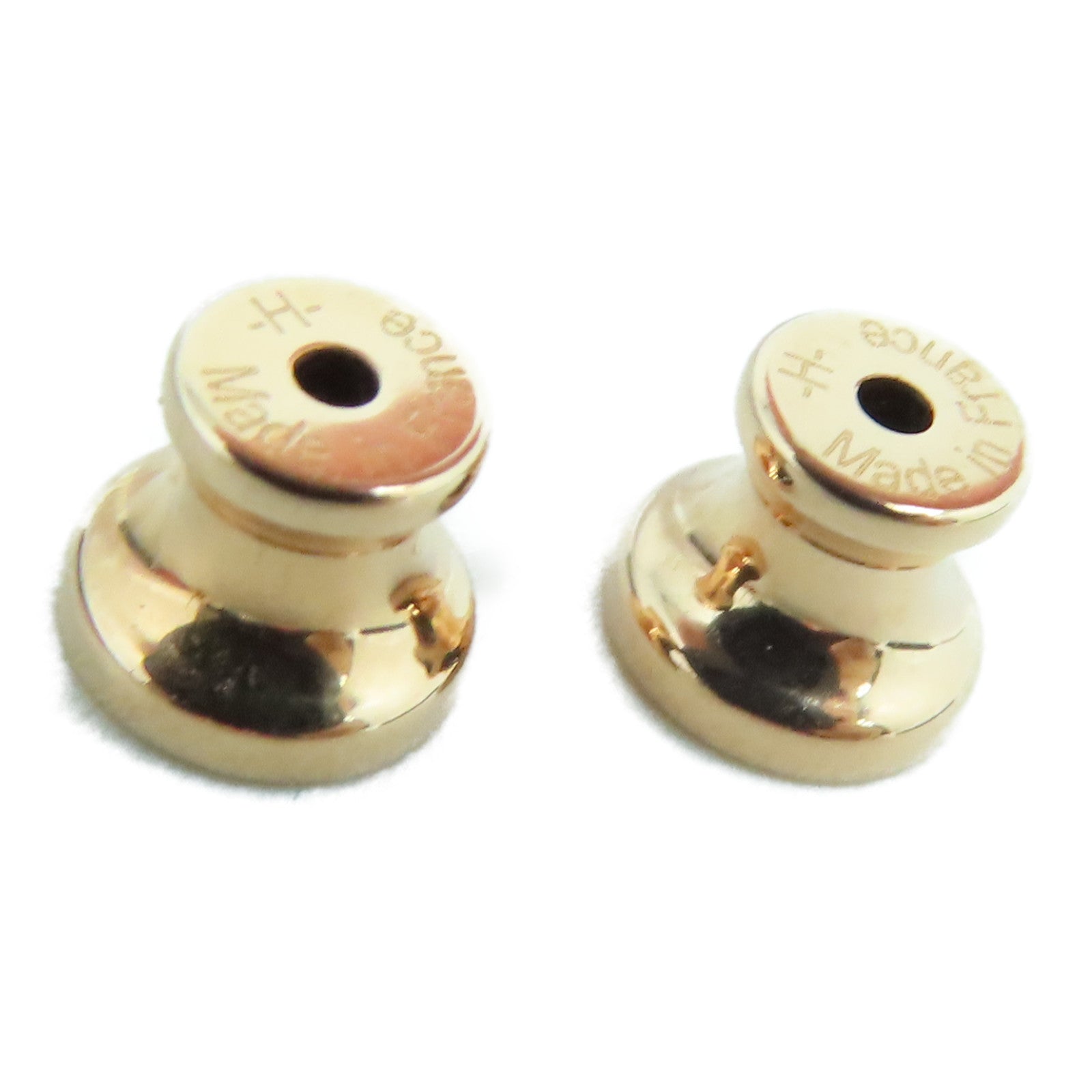 HERMES 金屬Mini Pop H Earrings粉金扣耳環白色
